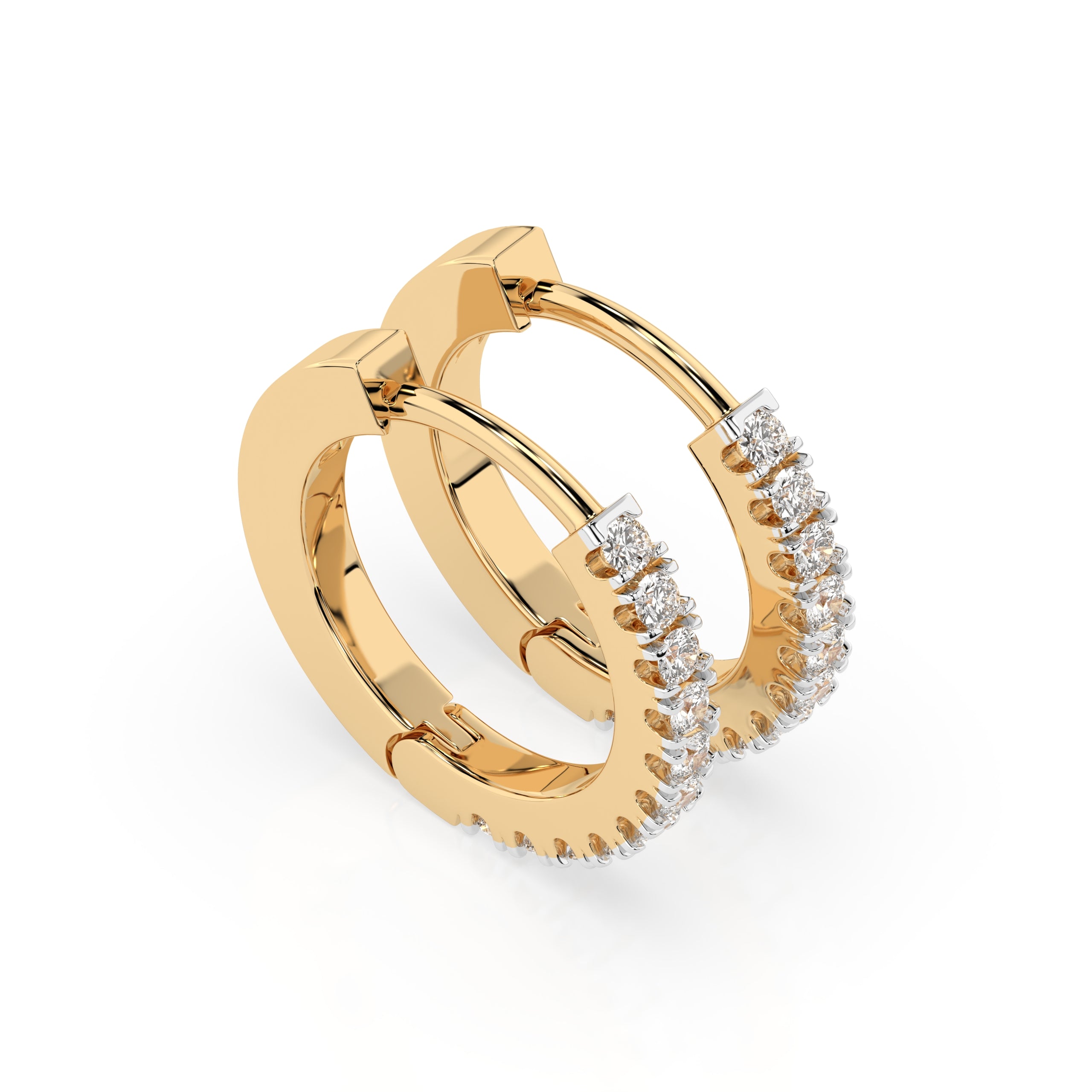 Ohrringe Creolen aus Gold 585 mit 22 Diamanten 0,22 ct