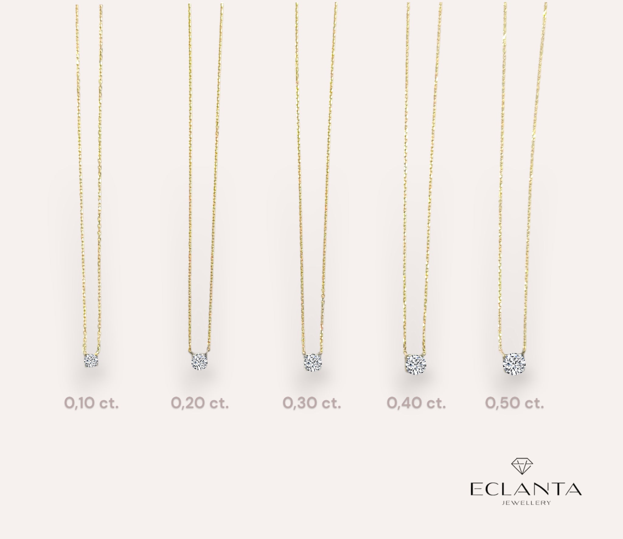 Krappenfassung Anhänger mit Kette 0,15 ct Diamant - Gold 585