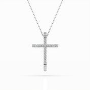 Kette mit Kreuz Anhänger 585 Weißgold mit 27 Diamanten 0,14 ct