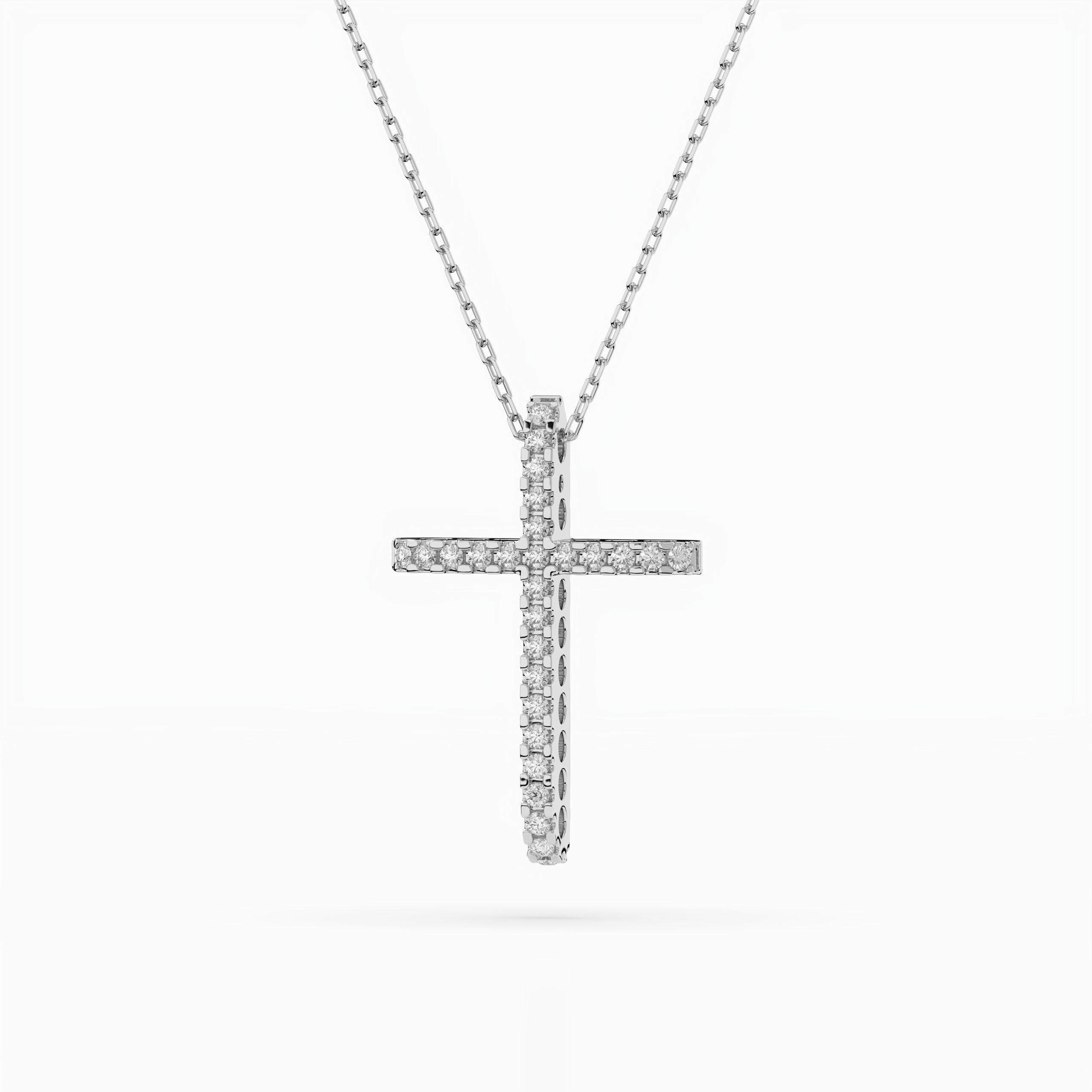 Kette mit Kreuz Anhänger 585 Weißgold mit 27 Diamanten 0,14 ct