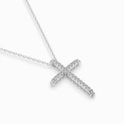 Kette mit Kreuz Anhänger 585 Weißgold mit 27 Diamanten 0,14 ct