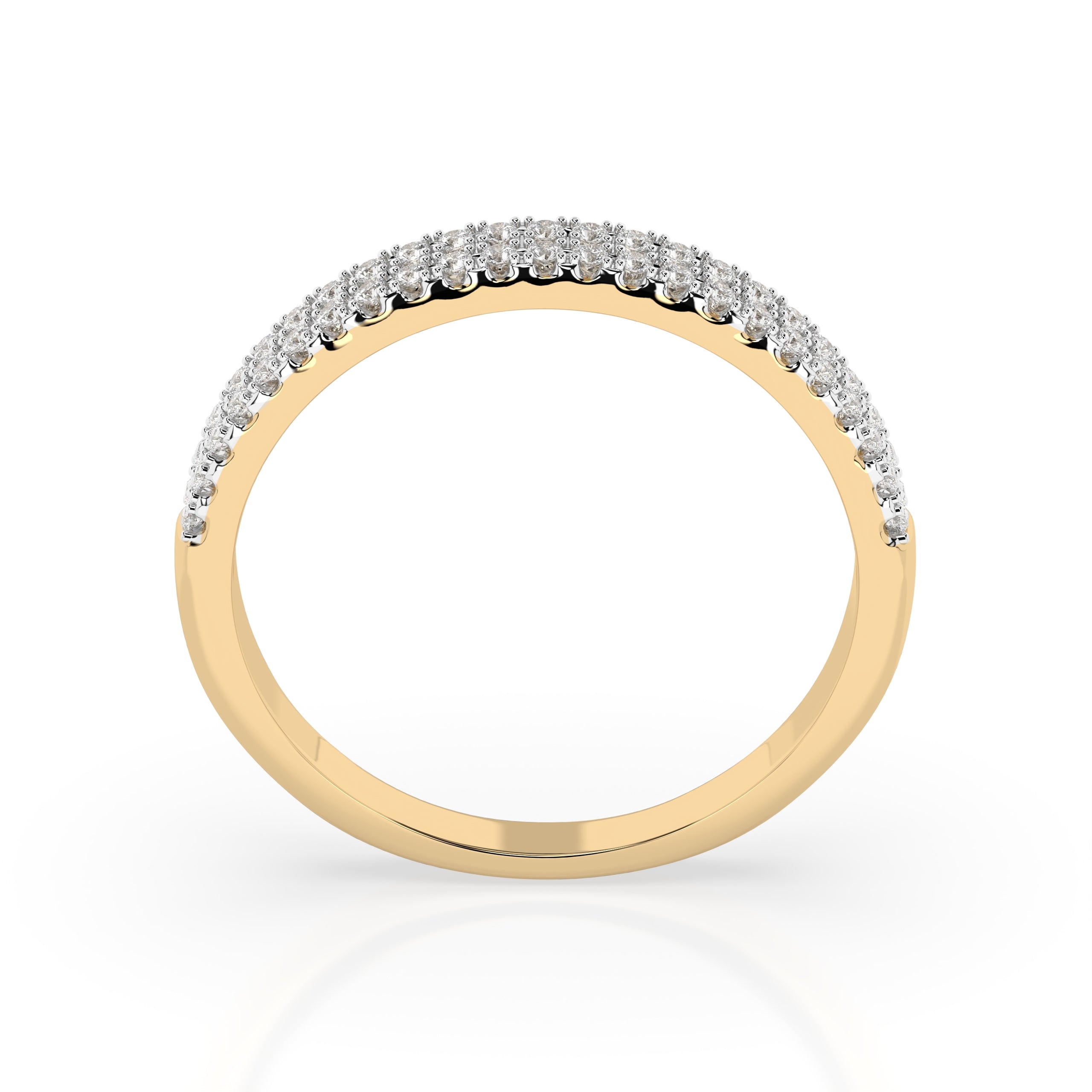 Pavé Ring aus Gold 585 mit 2 Reihen Diamanten 0,18 ct