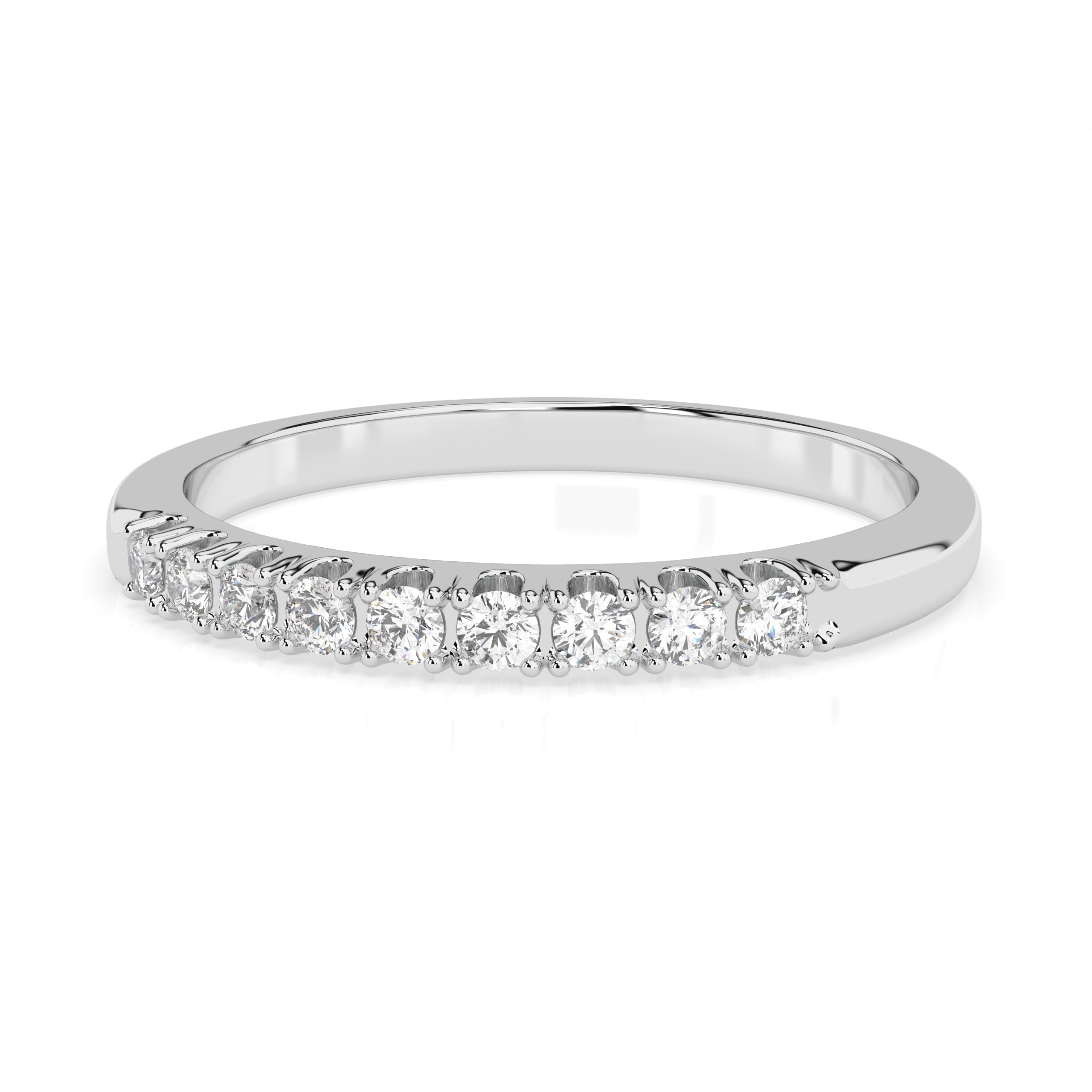 Halb Memoire Weißgold Ring 585 mit 9 Diamanten 0,18 ct