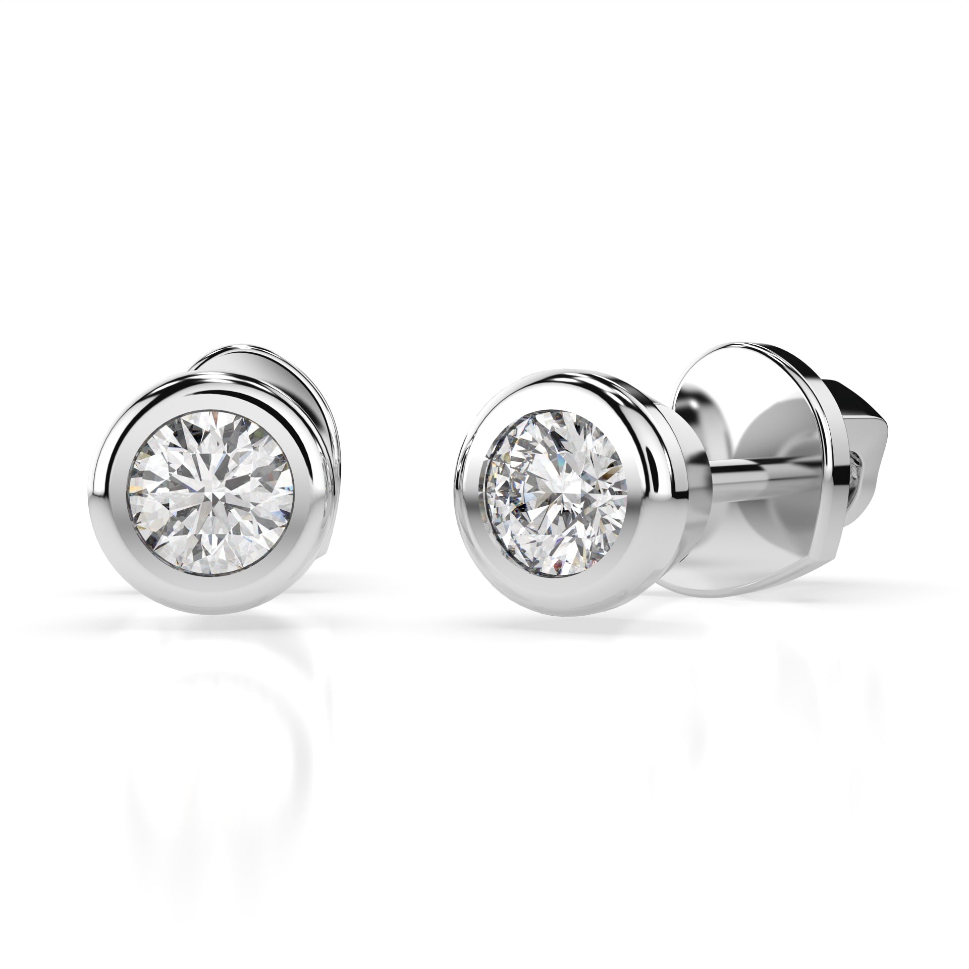 Ohrstecker im Zargen-Design in 585 Weißgold mit 2 Diamanten 0,10 ct