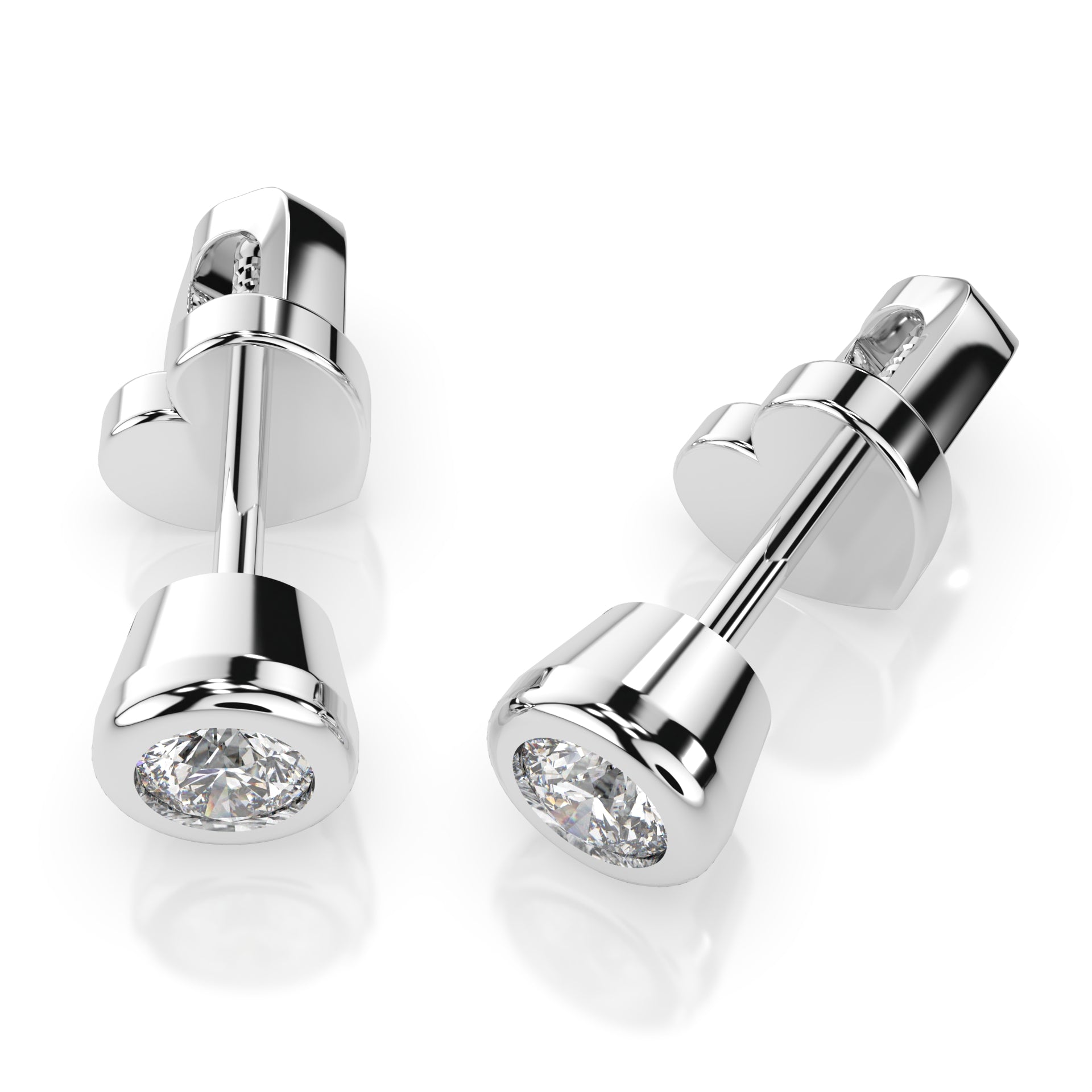 Ohrstecker im Zargen-Design in 585 Weißgold mit 2 Diamanten 0,10 ct