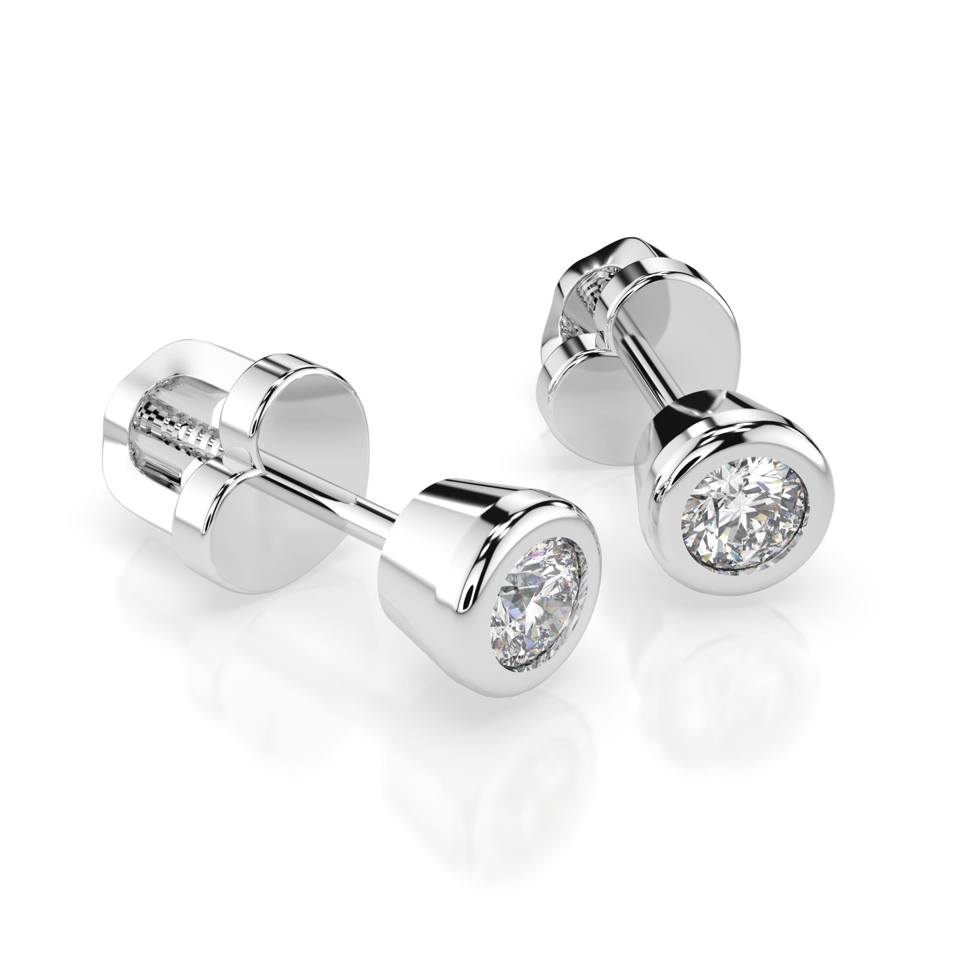 Ohrstecker im Zargen-Design in 585 Weißgold mit 2 Diamanten 0,10 ct