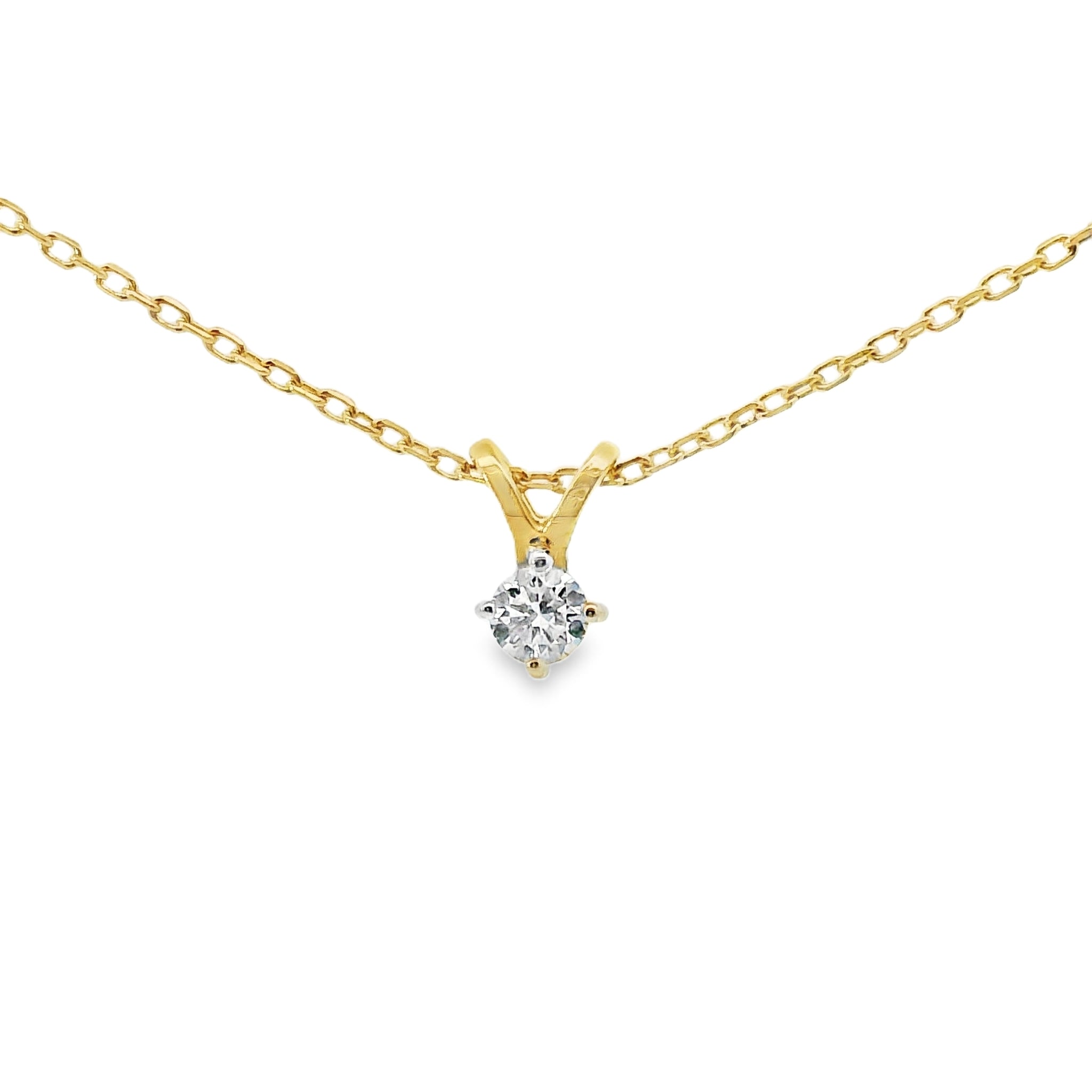 Anhänger Solitär Diamant 0,10 ct mit Kette aus Gold 750