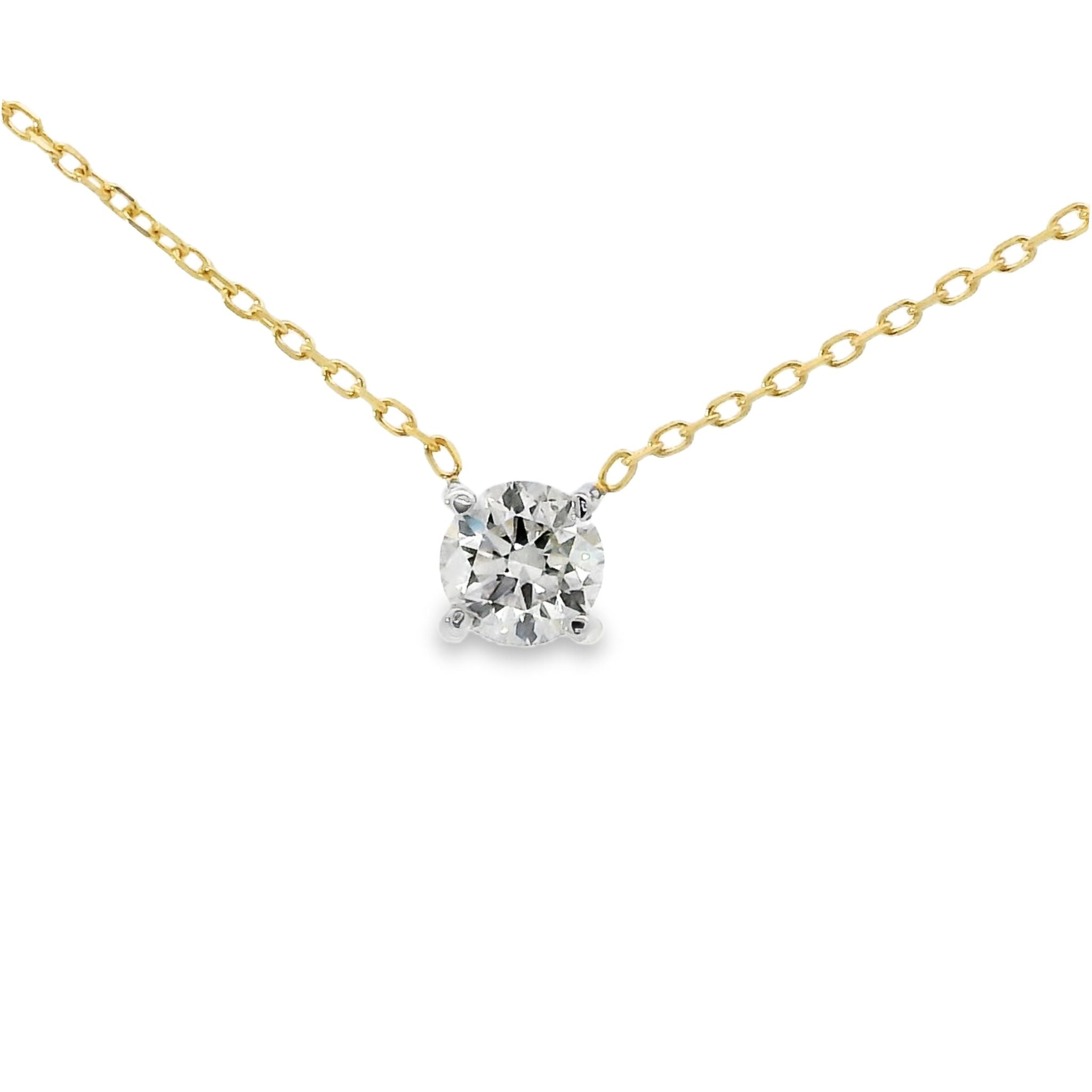 Diamant Anhänger mit Kette aus Gold 750 & 0,40 ct Brillant GIA