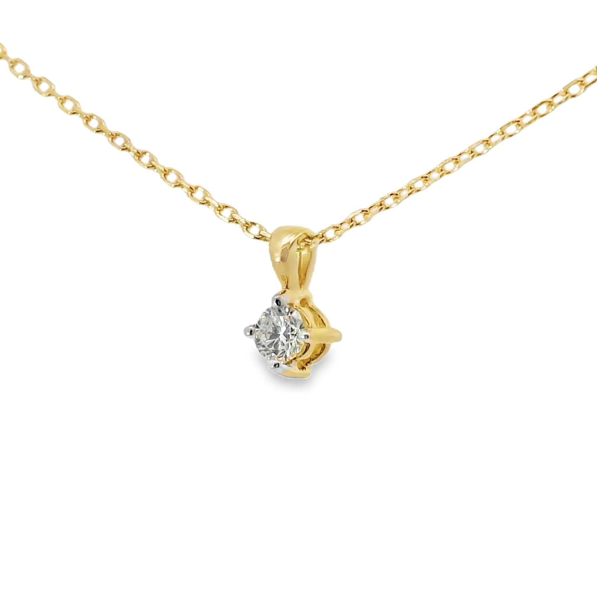 Diamant Anhänger Krappenfassung 0,10 ct mit Kette aus 750 Gold