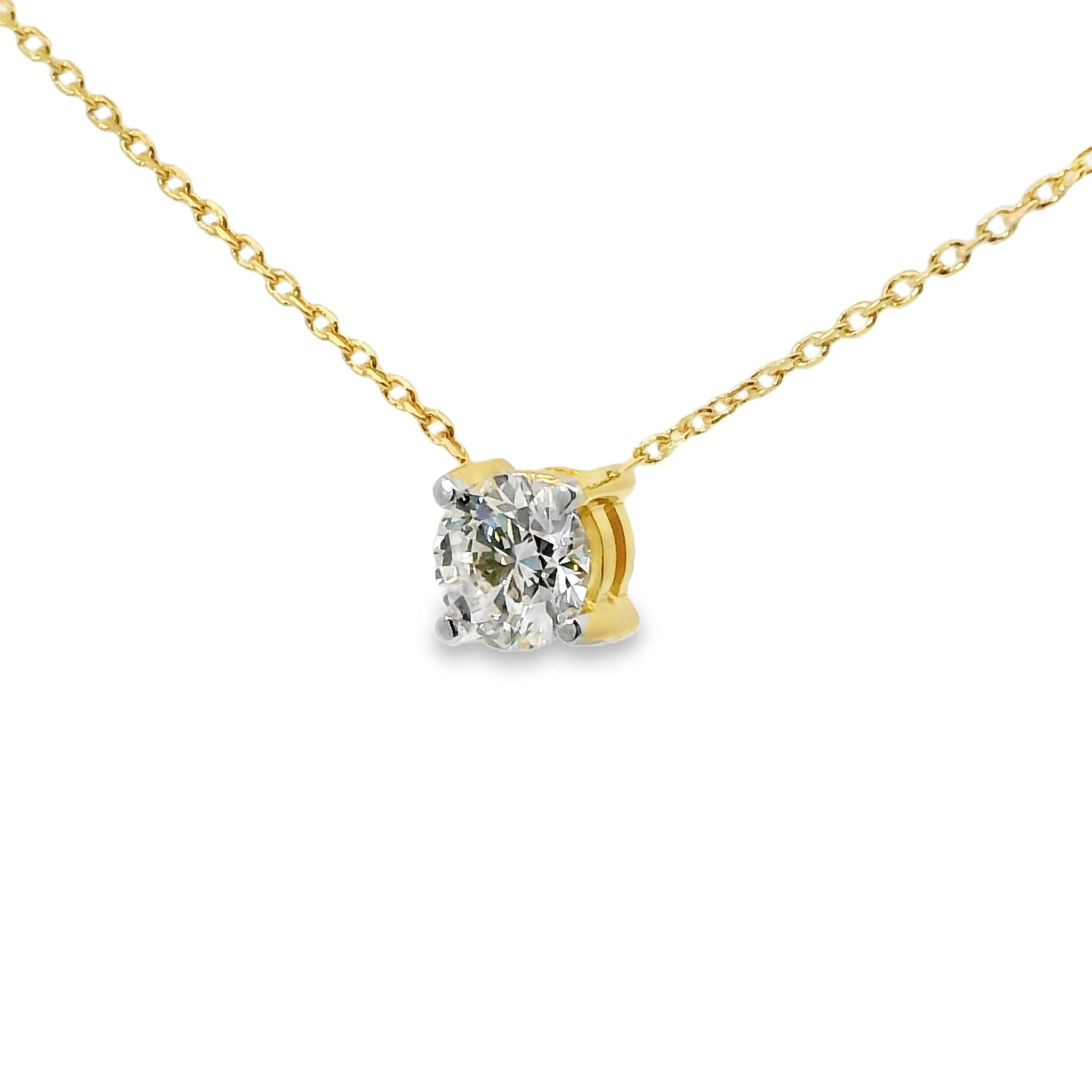 Diamant Solitaire Anhänger & Kette in 750 Gold GIA Brillant 0,50 ct