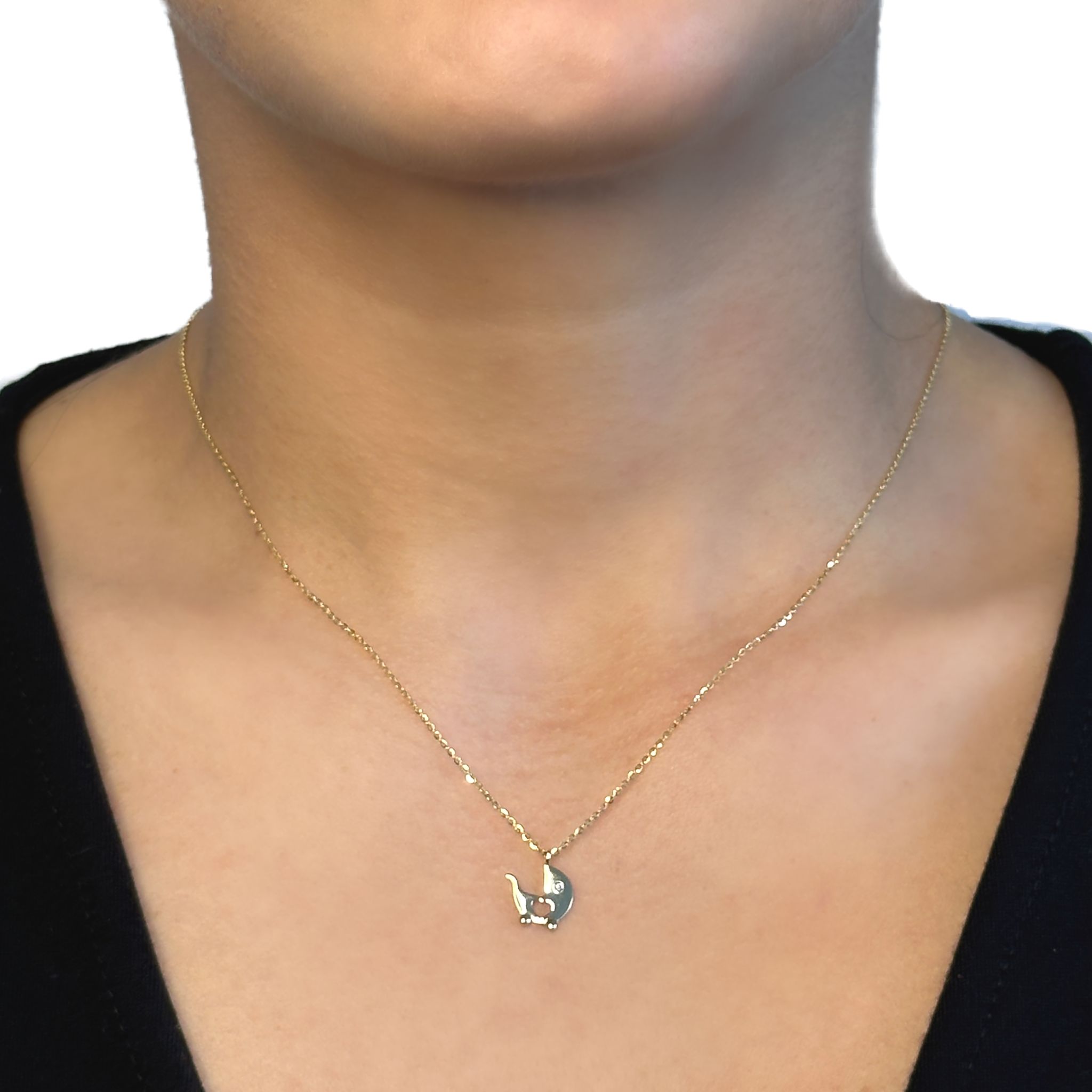 Kette mit Anhänger Kinderwagen aus Gelbgold mit Diamant