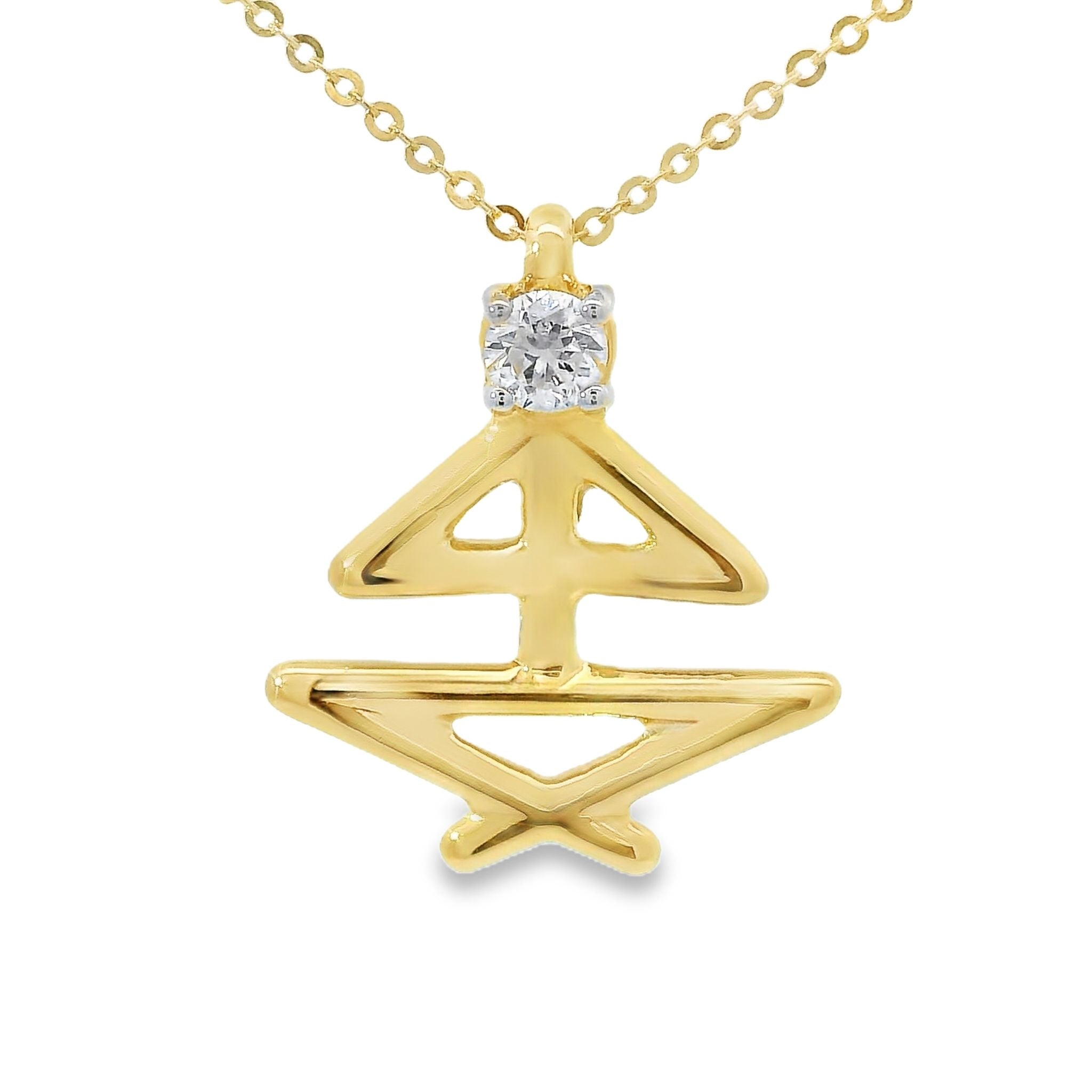 Kette mit Anhänger Yoga-Pose aus 585 Gelbgold mit Diamant 0,10 ct