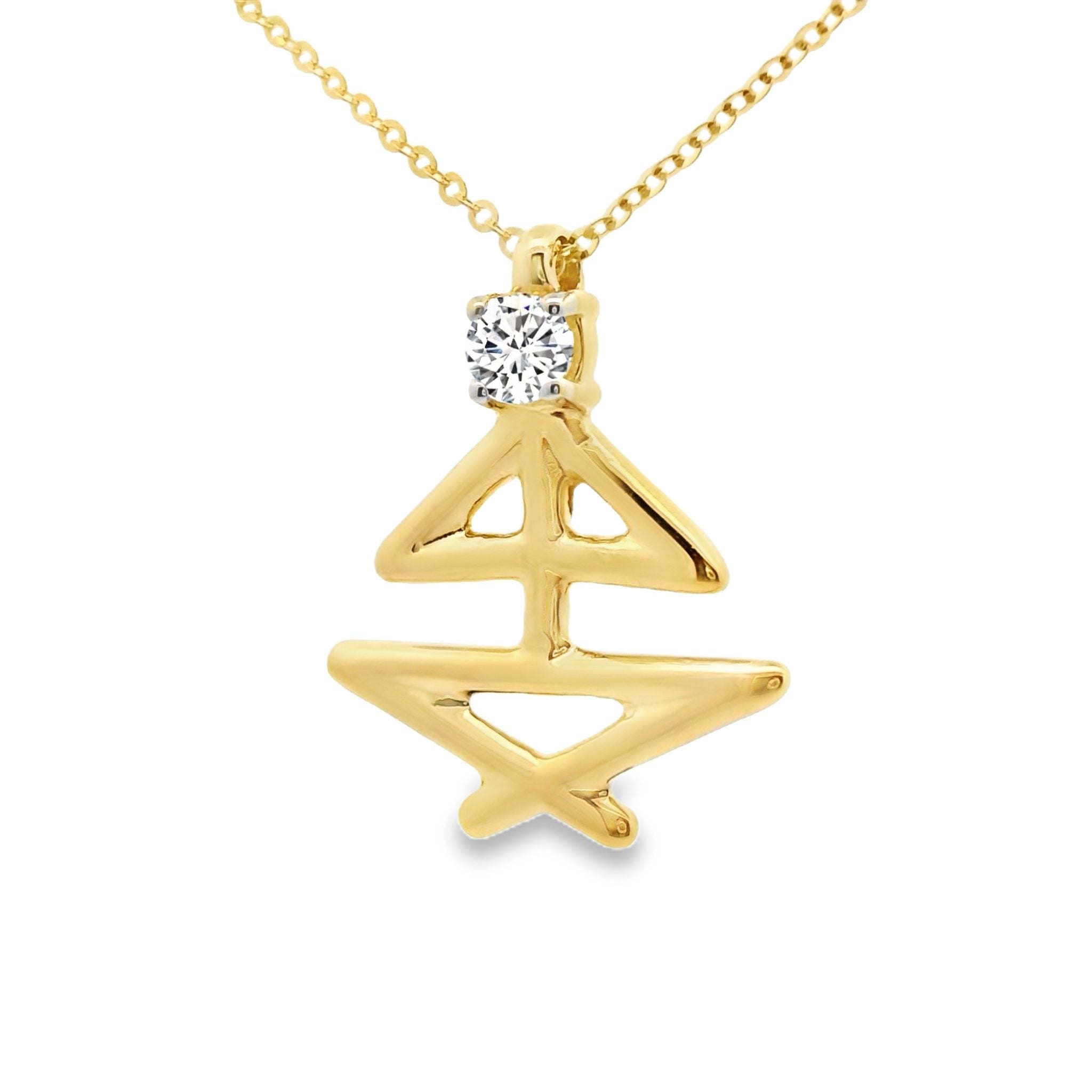 Kette mit Anhänger Yoga-Pose aus 585 Gelbgold mit Diamant 0,10 ct