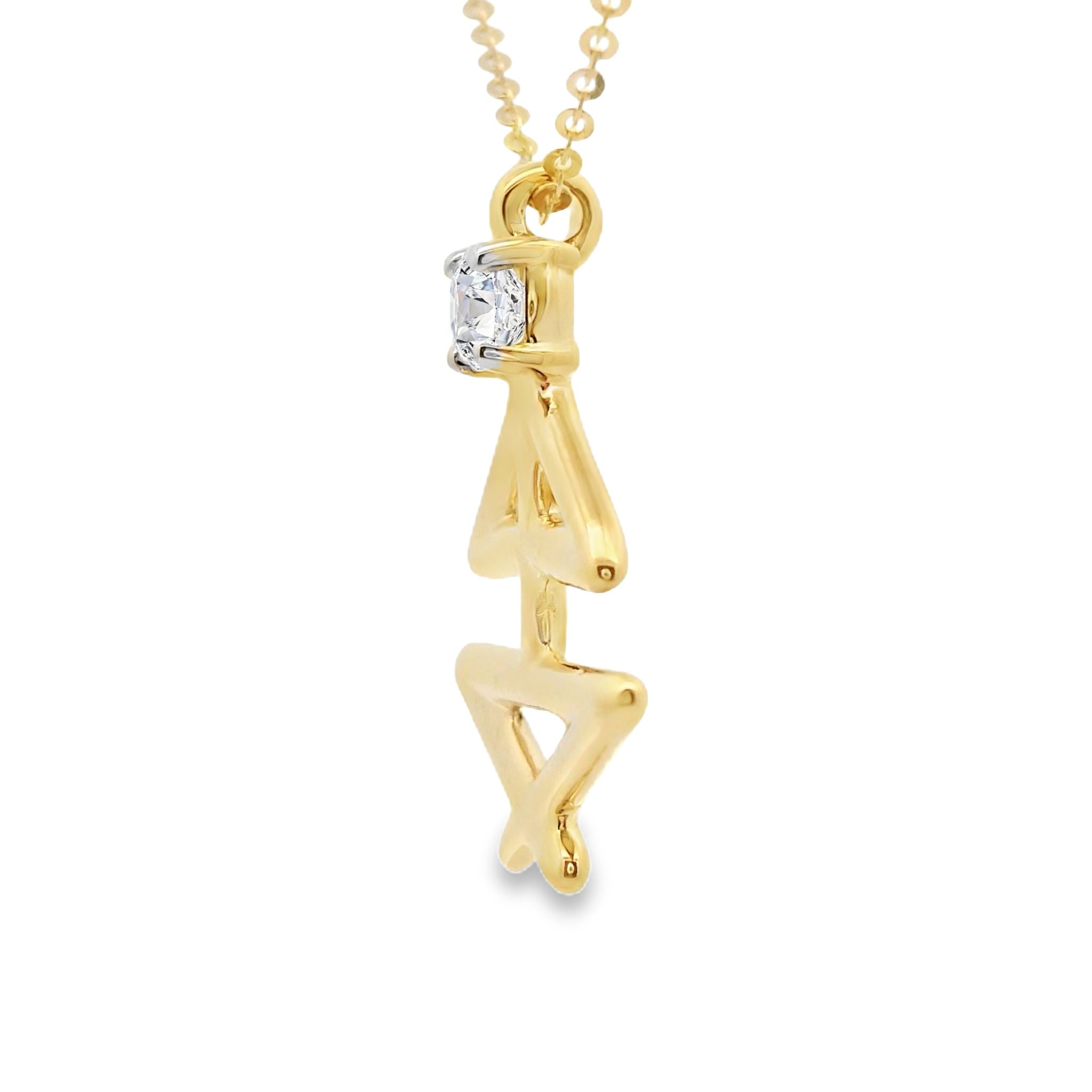 Kette mit Anhänger Yoga-Pose aus 585 Gelbgold mit Diamant 0,10 ct