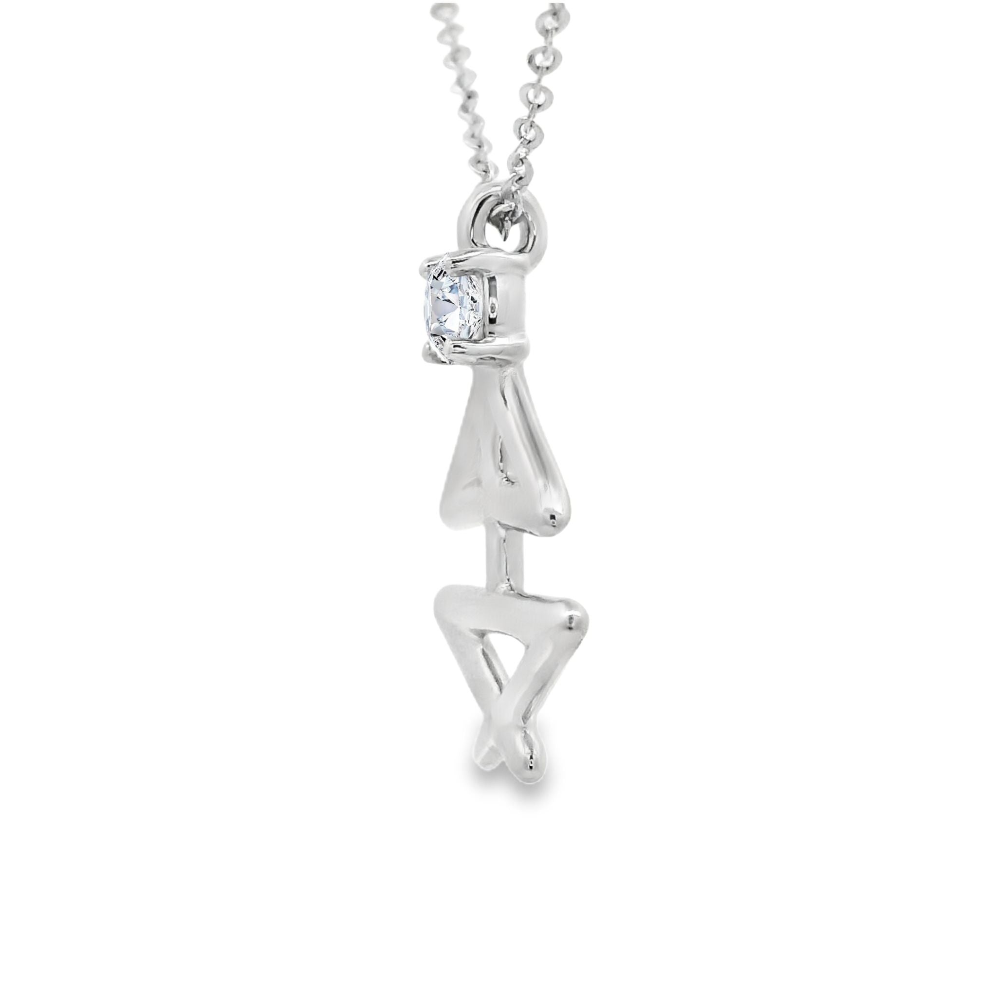 Kette mit Anhänger Yoga-Pose aus 585 Weißgold mit Diamant 0,10 ct