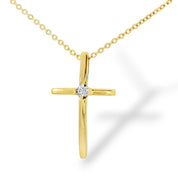 Kette mit Kreuz Anhänger aus 585 Gelbgold mit Diamant 0,03 ct