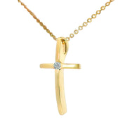 Kette mit Kreuz Anhänger aus 585 Gelbgold mit Diamant 0,03 ct