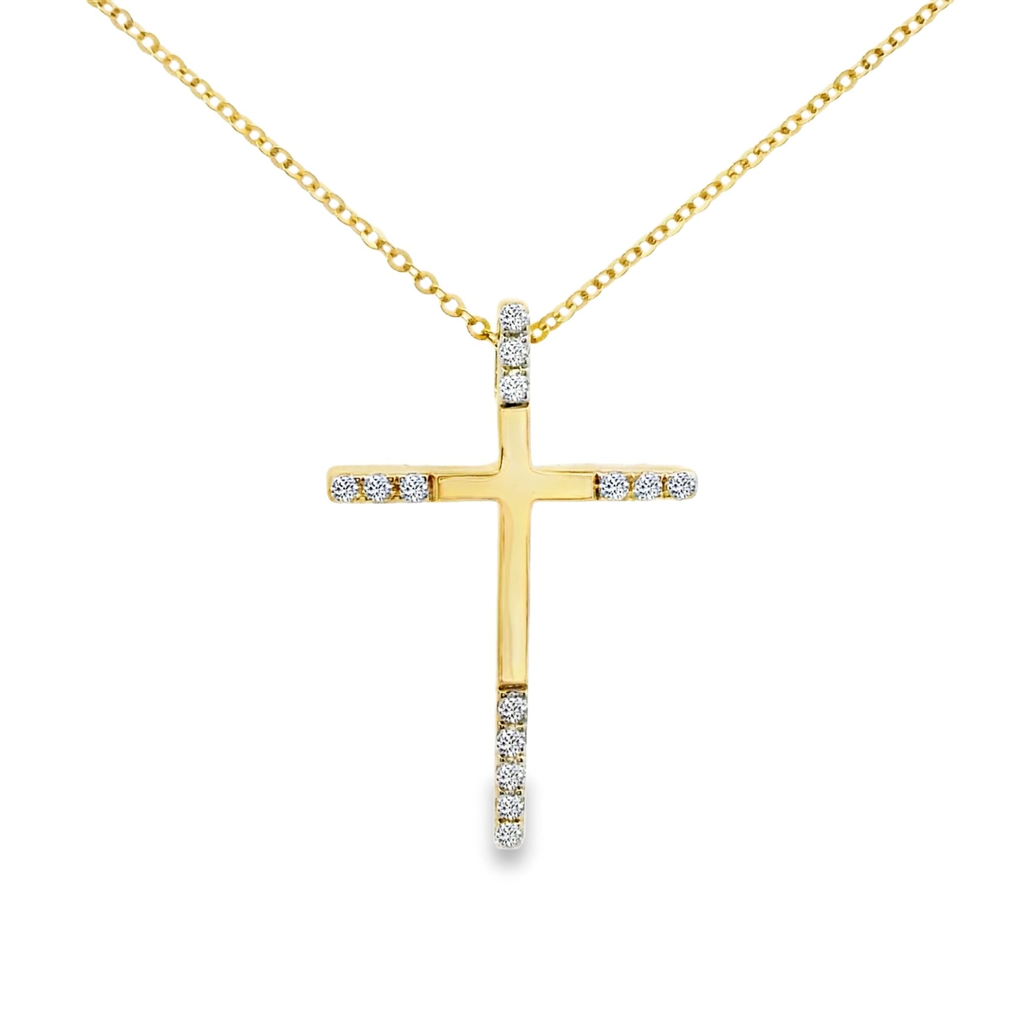 Kette mit Kreuz Anhänger aus 585 Gold mit 14 Diamanten 0,08 ct