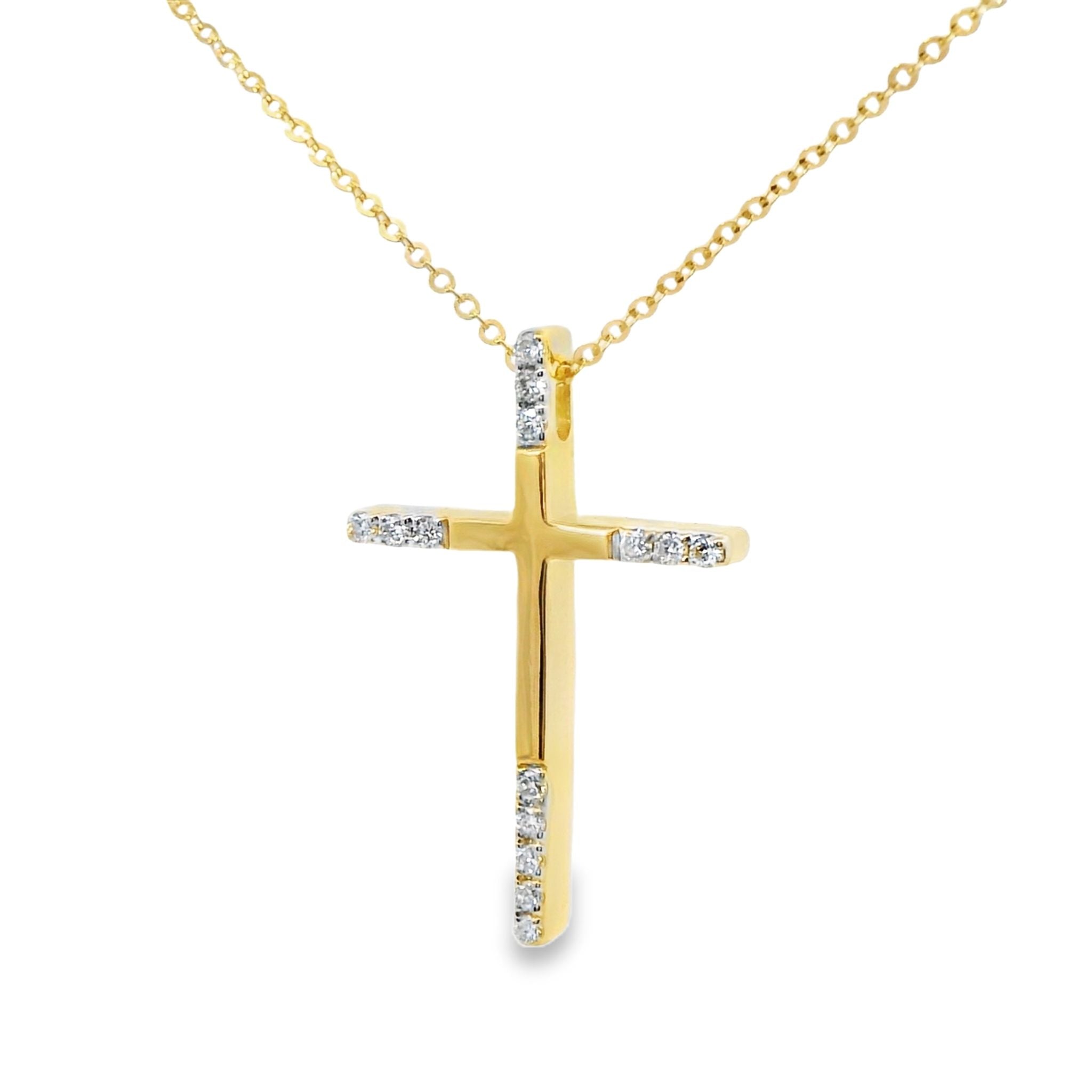 Kette mit Kreuz Anhänger aus 585 Gold mit 14 Diamanten 0,08 ct