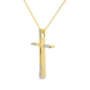 Kette mit Kreuz Anhänger aus 585 Gold mit 14 Diamanten 0,08 ct