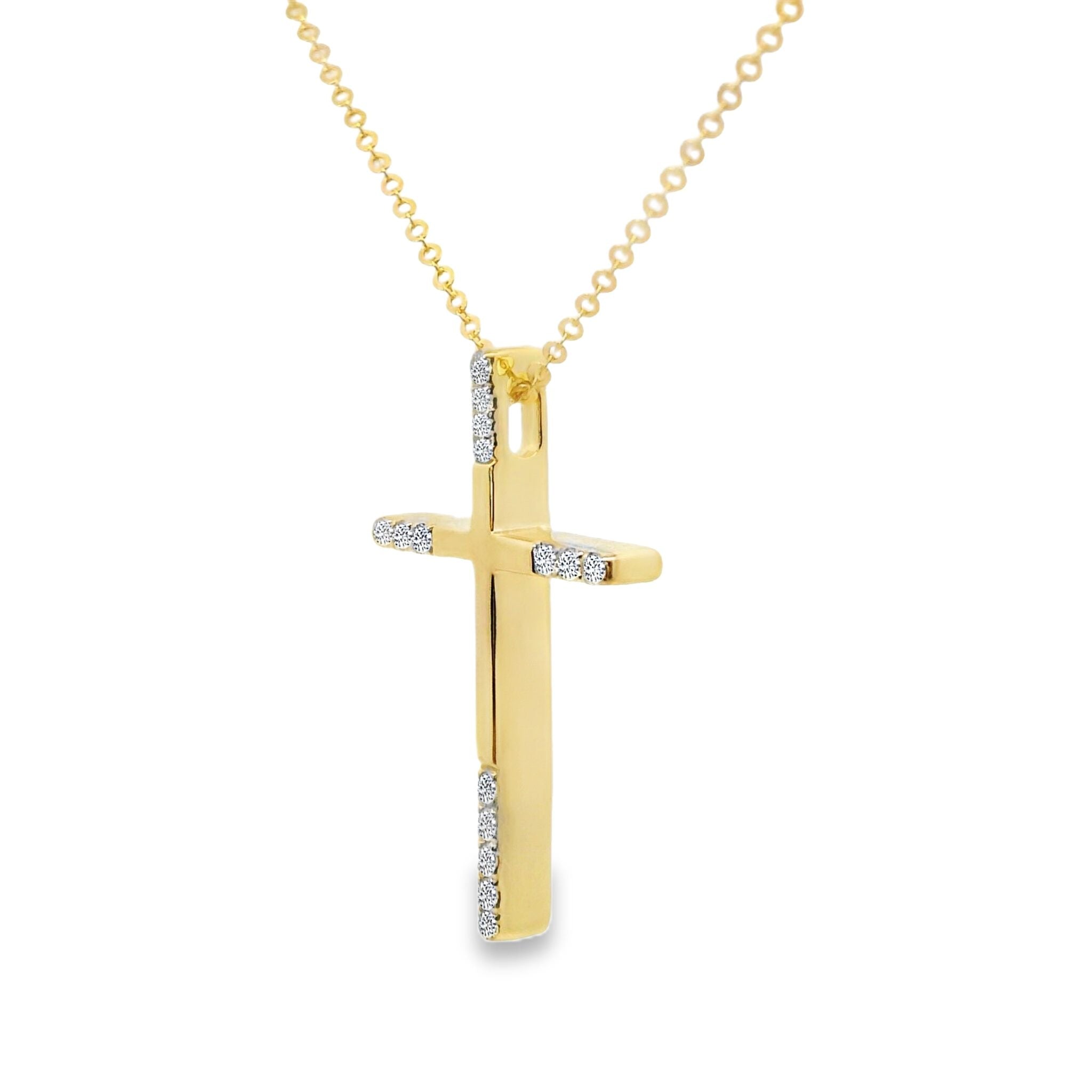 Kette mit Kreuz Anhänger aus 585 Gold mit 14 Diamanten 0,08 ct