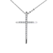 Kette mit Kreuz Anhänger aus 585 Weißgold mit 16 Diamanten 0,10 ct