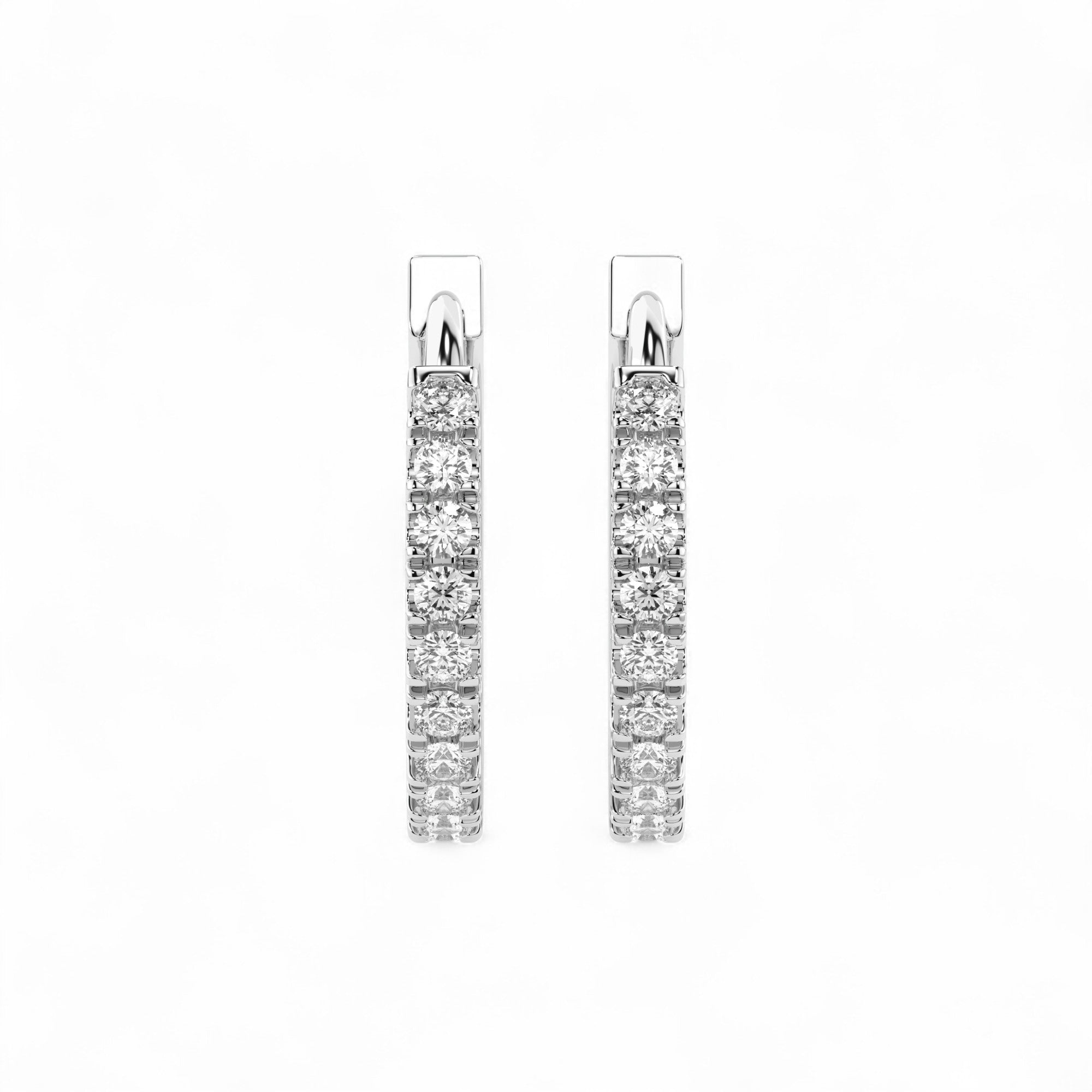 Ohrringe Creolen aus Weißgold 585 mit 22 Diamanten 0,22 ct