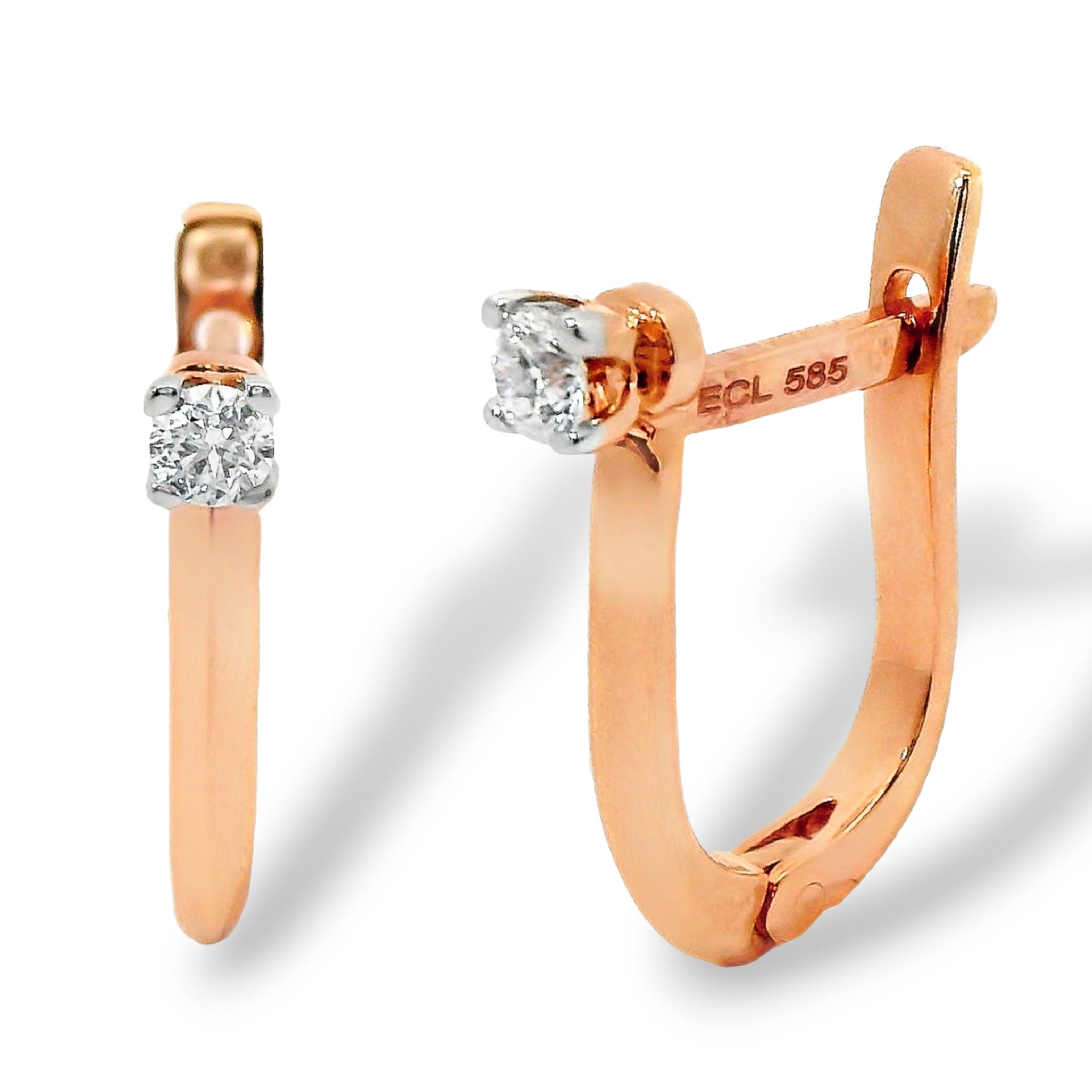 Ohrringe aus 585 Rosegold mit 2 Diamanten 0,12 ct