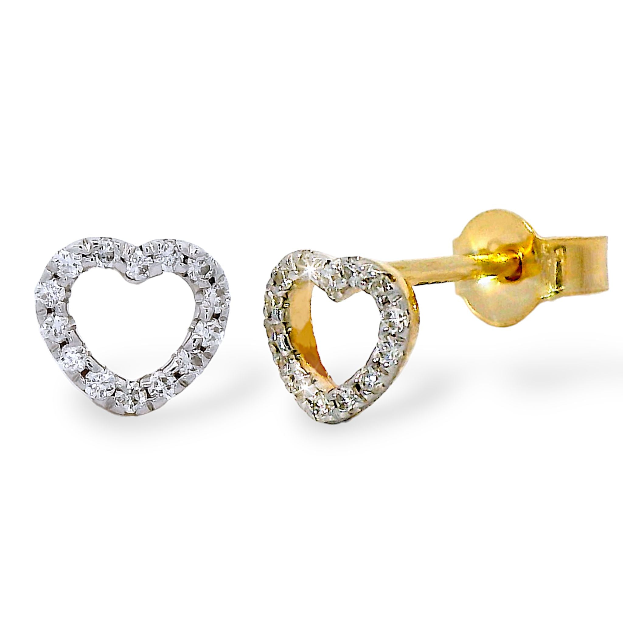 Ohrringe Herz aus 585 Gelbgold mit 28 Diamanten 0,14 ct