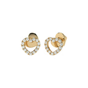 Ohrringe Herz aus 585 Gelbgold mit 28 Diamanten 0,14 ct
