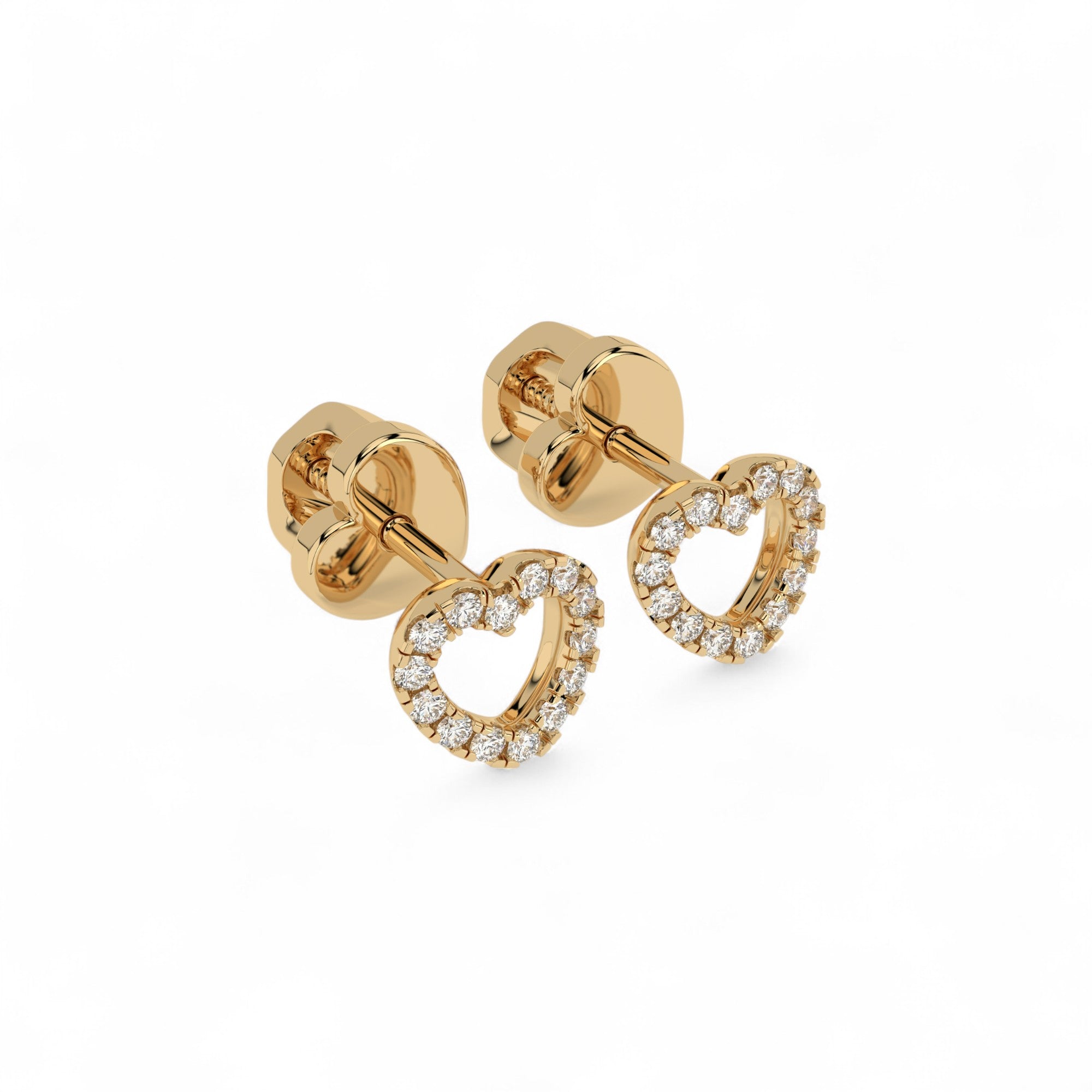 Ohrringe Herz aus 585 Gelbgold mit 28 Diamanten 0,14 ct