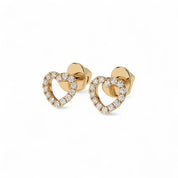 Ohrringe Herz aus 585 Gelbgold mit 28 Diamanten 0,14 ct