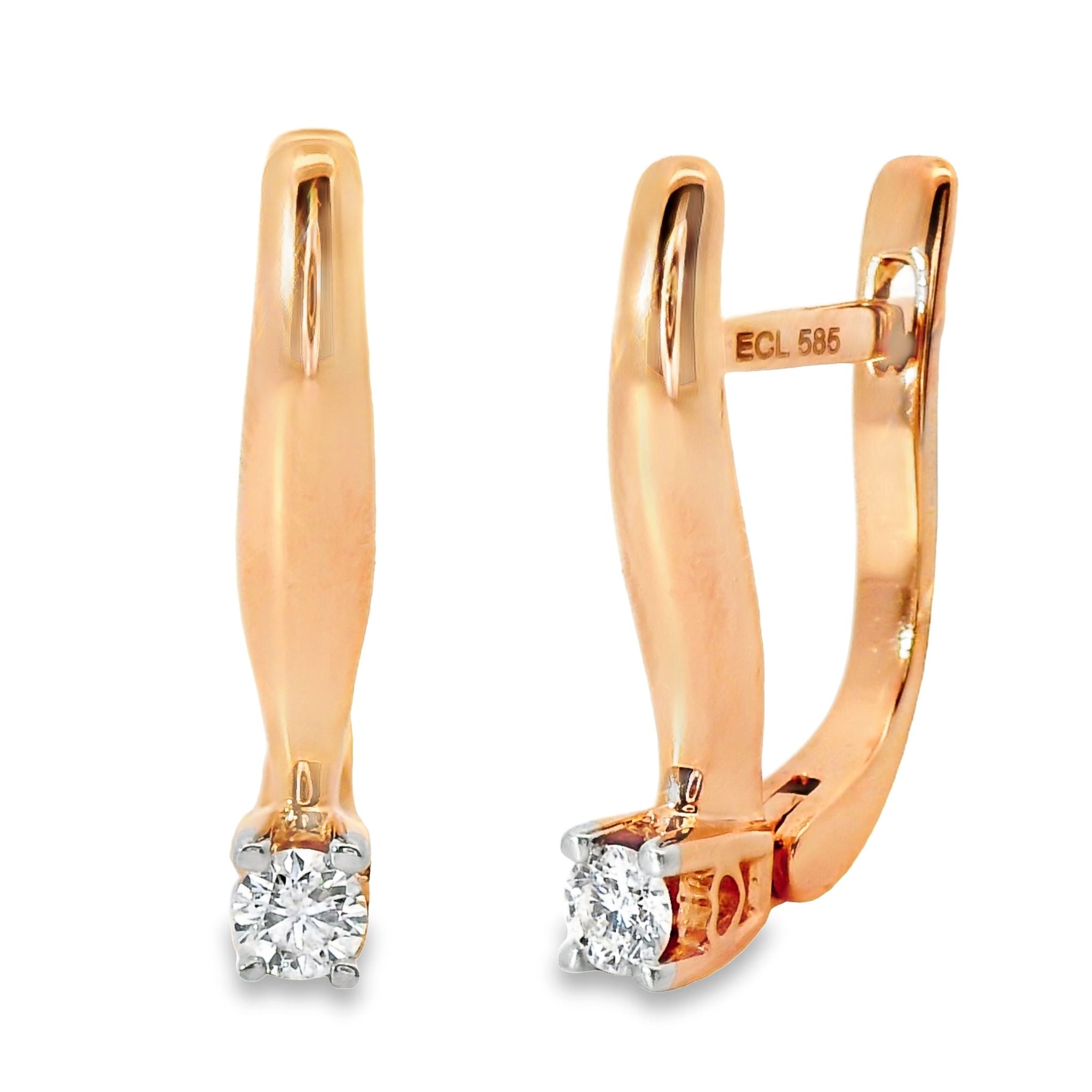 Ohrringe aus 585 Rosegold mit 2 Diamanten 0,12 ct