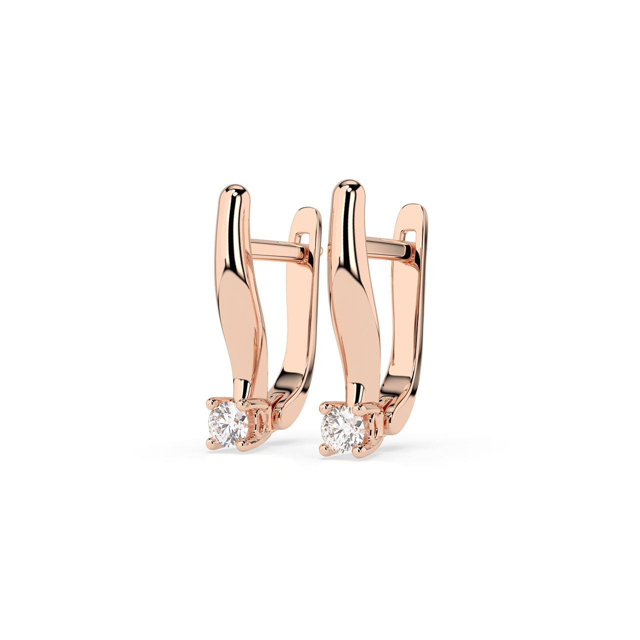 Ohrringe aus 585 Rosegold mit 2 Diamanten 0,12 ct