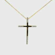 Kette mit Kreuz Anhänger aus 585 Gold mit 14 Diamanten 0,08 ct