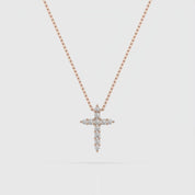 Kette mit Kreuz Anhänger aus Weißgold mit 11 Diamanten 0,09 ct