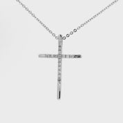 Kette mit Kreuz Anhänger aus 585 Weißgold mit 16 Diamanten 0,10 ct