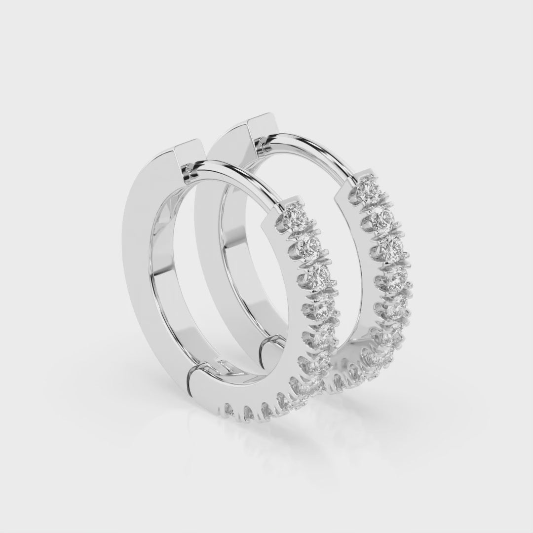 Ohrringe Creolen aus Weißgold 585 mit 22 Diamanten 0,22 ct