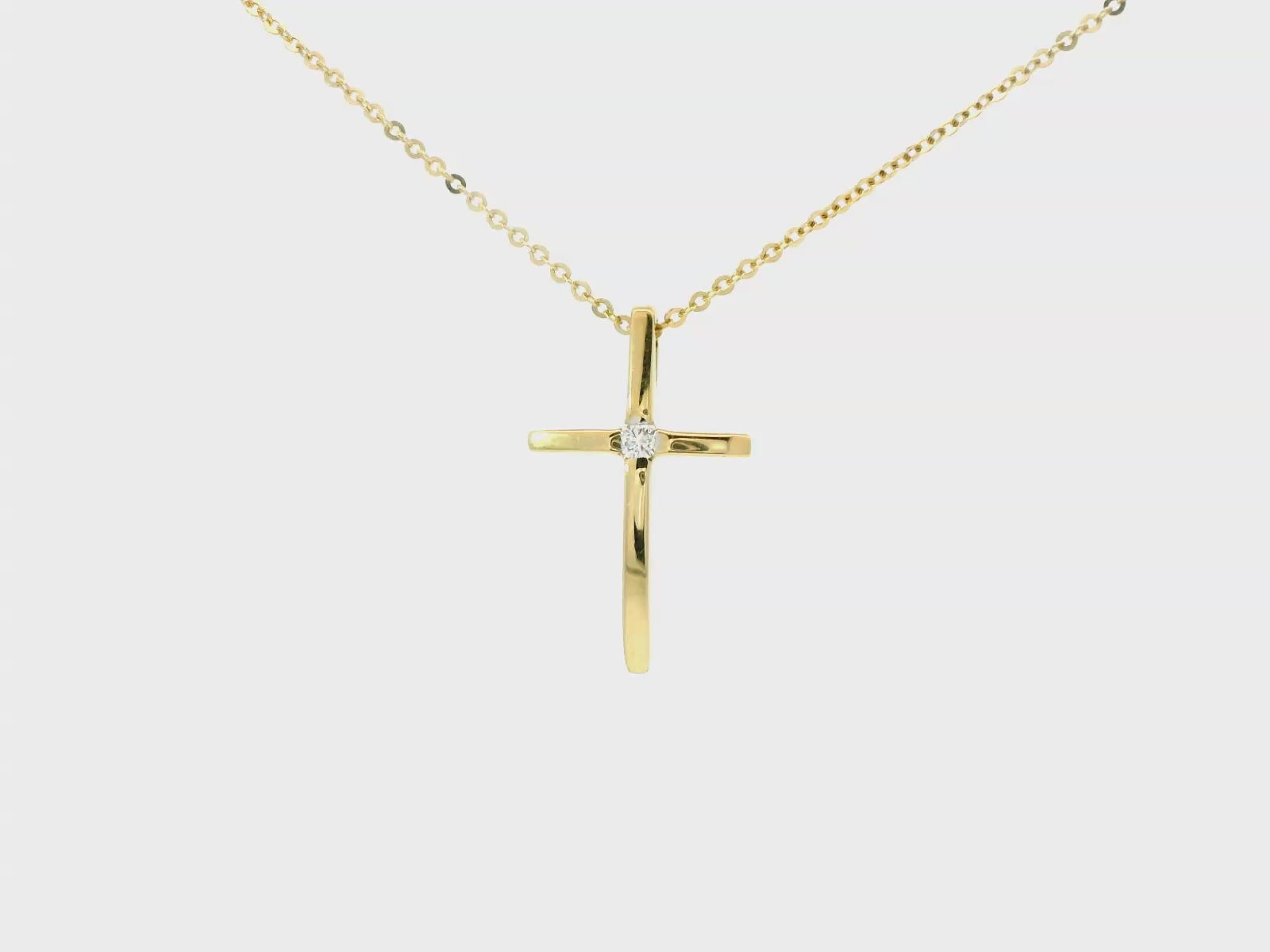 Kette mit Kreuz Anhänger aus 585 Gelbgold mit Diamant 0,03 ct