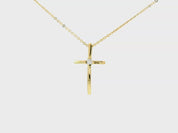 Kette mit Kreuz Anhänger aus 585 Gelbgold mit Diamant 0,03 ct