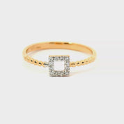 Ring Quadrat aus 585 Rosegold mit 12 Diamanten 0,07 ct