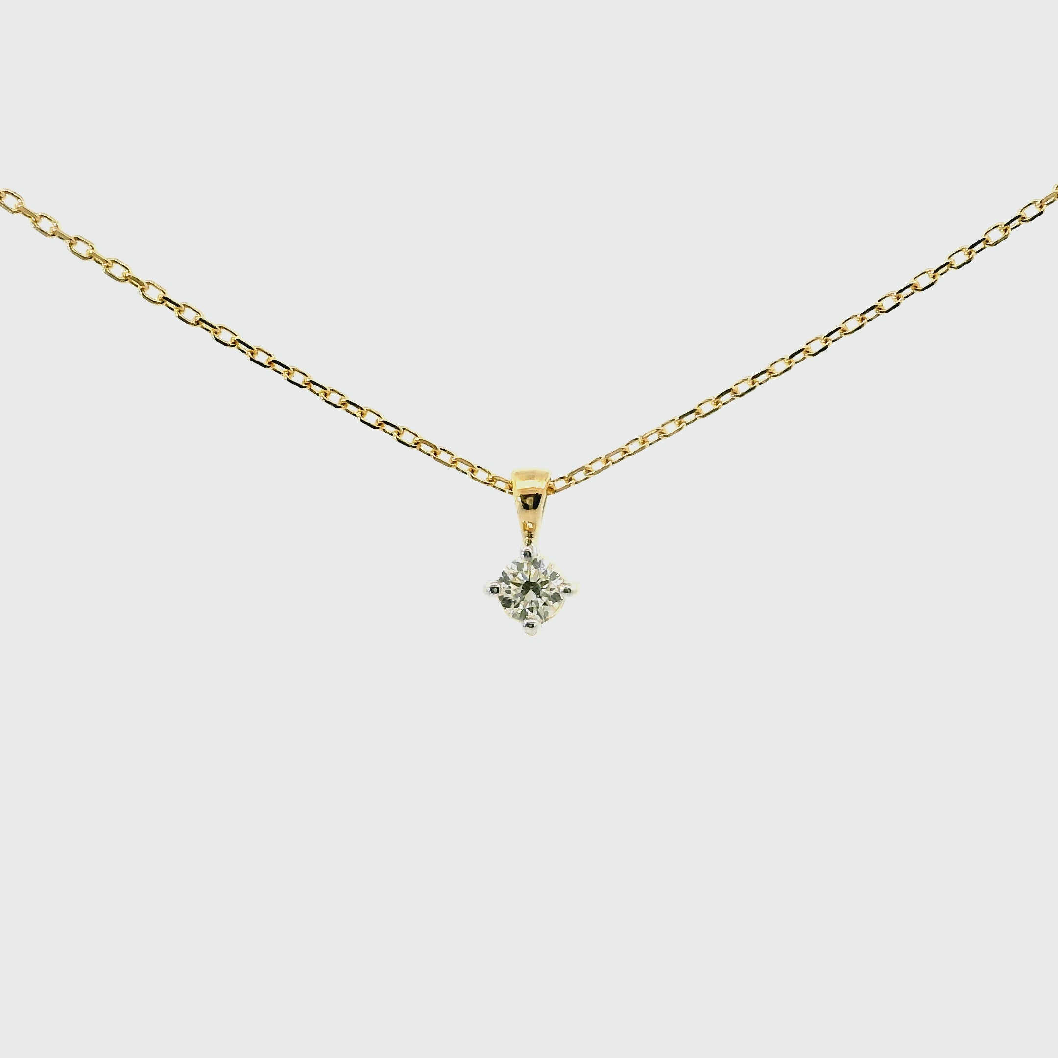 Diamant Anhänger Krappenfassung 0,10 ct mit Kette aus 750 Gold