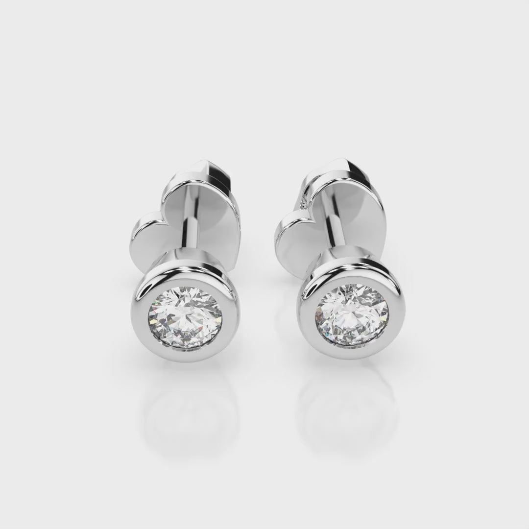 Ohrstecker im Zargen-Design in 585 Weißgold mit 2 Diamanten 0,10 ct