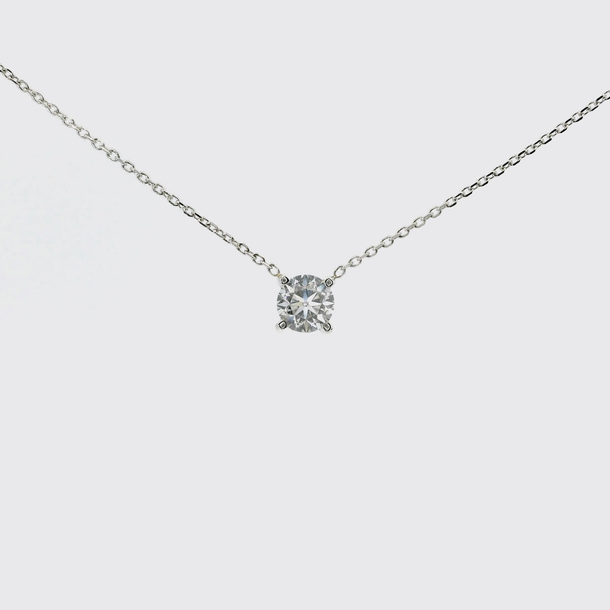 Diamant Solitaire Anhänger & Kette in 750 Weißgold GIA Brillant 0,50 ct