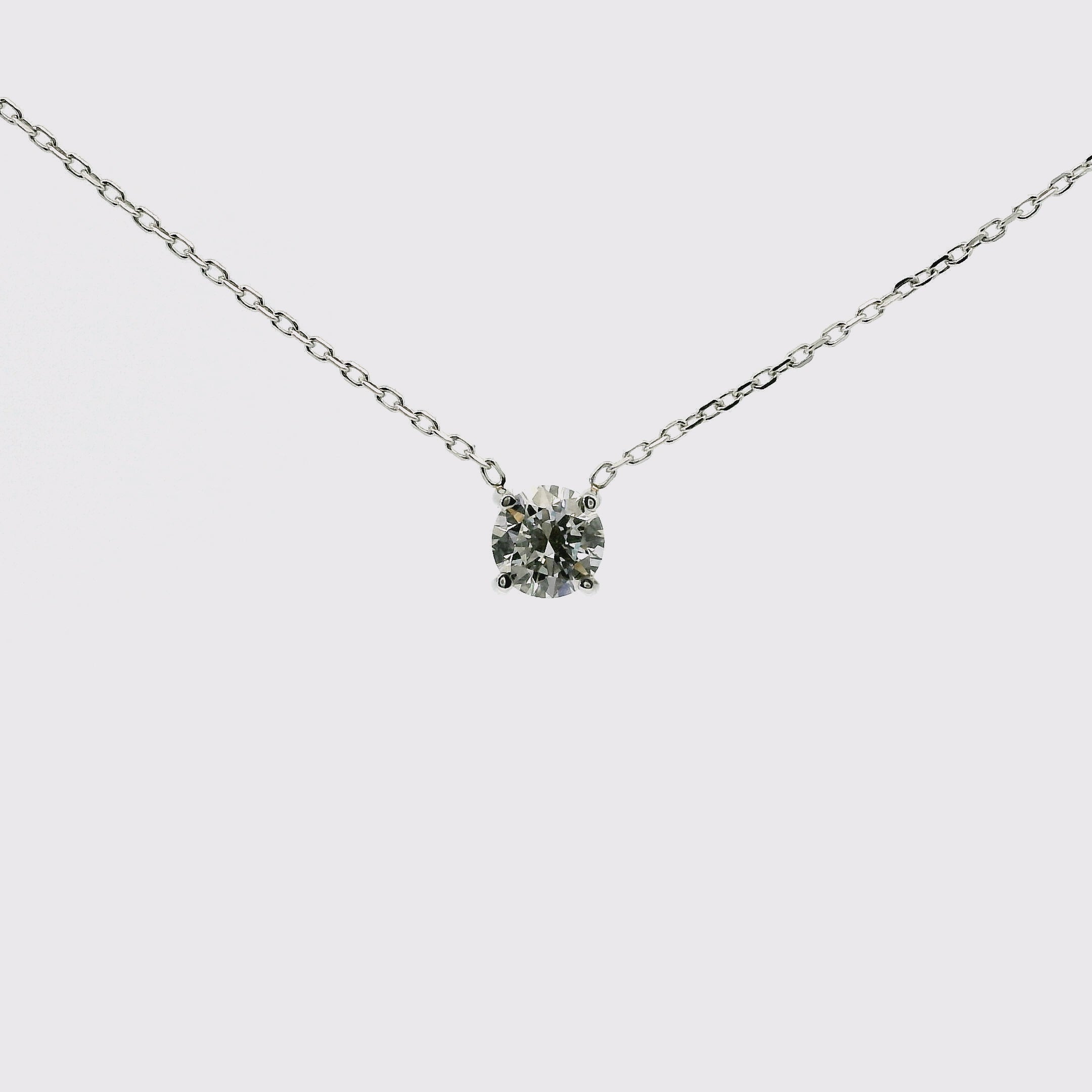 Diamant Anhänger Solitär 0,40 ct mit Kette aus Weißgold 750 GIA