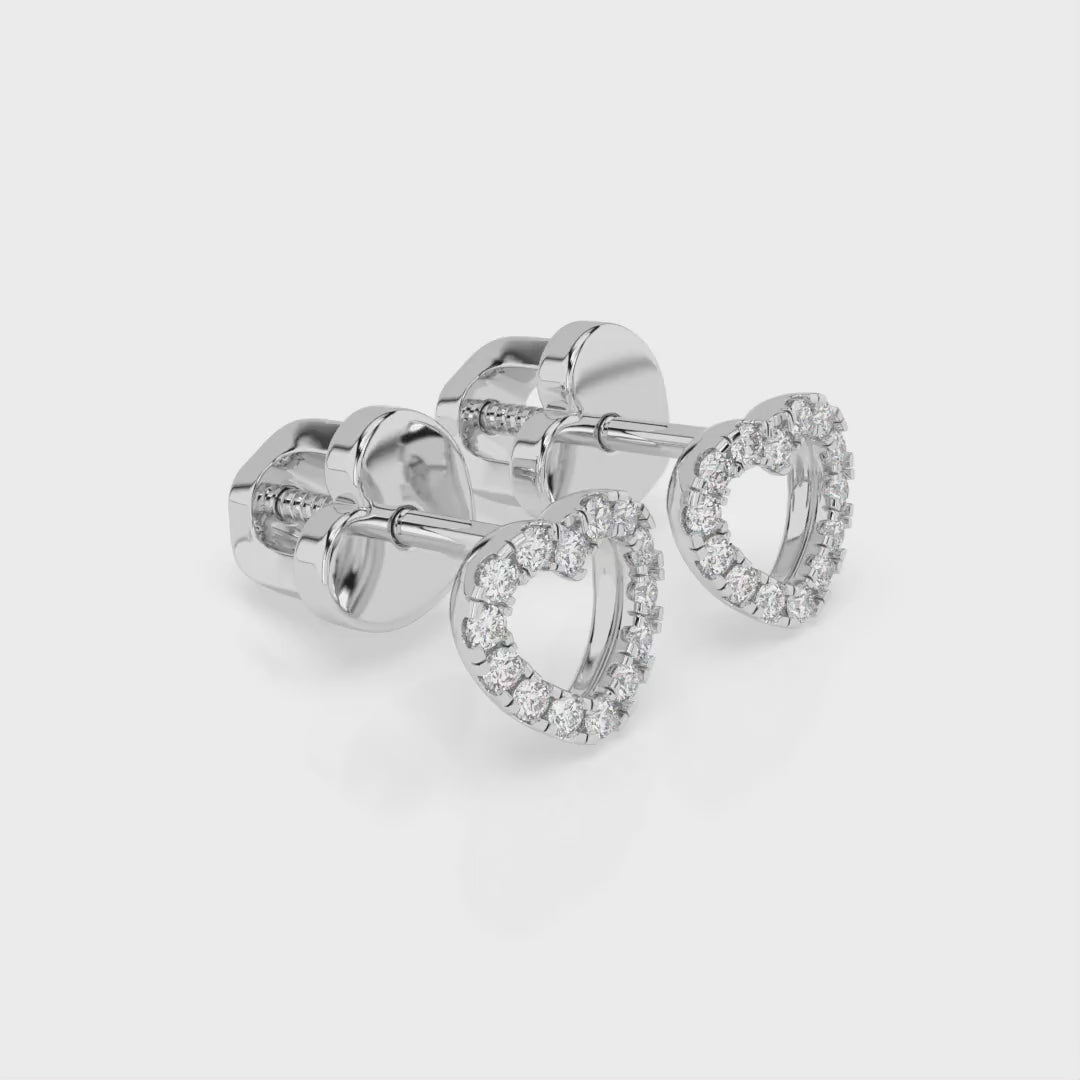 Ohrringe Herz aus 585 Gelbgold mit 28 Diamanten 0,14 ct