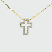 Kette mit Kreuz Anhänger aus 585 Gold mit 28 Diamanten 0,17 ct