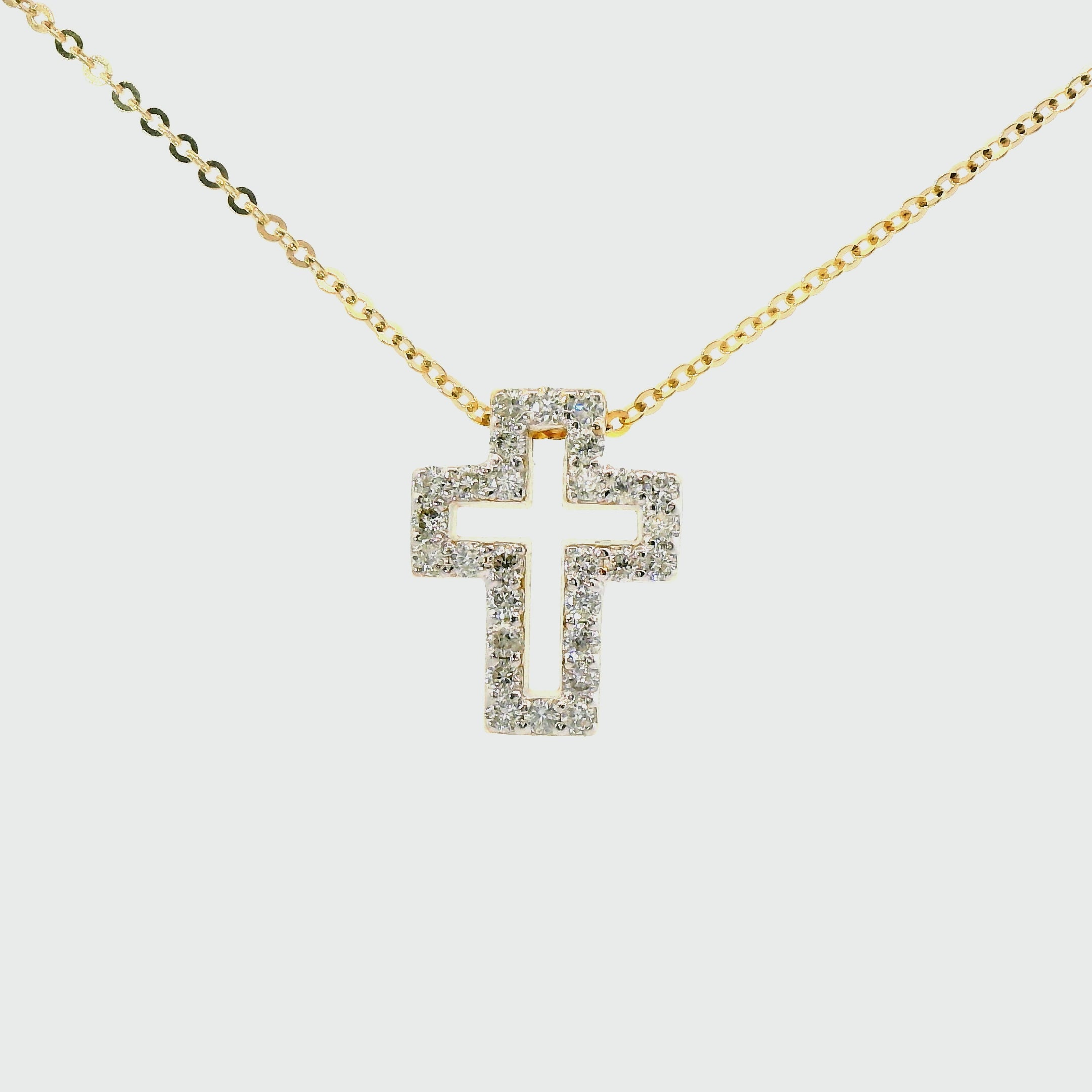 Kette mit Kreuz Anhänger aus 585 Gold mit 28 Diamanten 0,17 ct