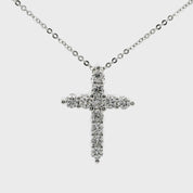 Kette mit Kreuz Anhänger aus 585 Weißgold mit 11 Diamanten 0,52 ct