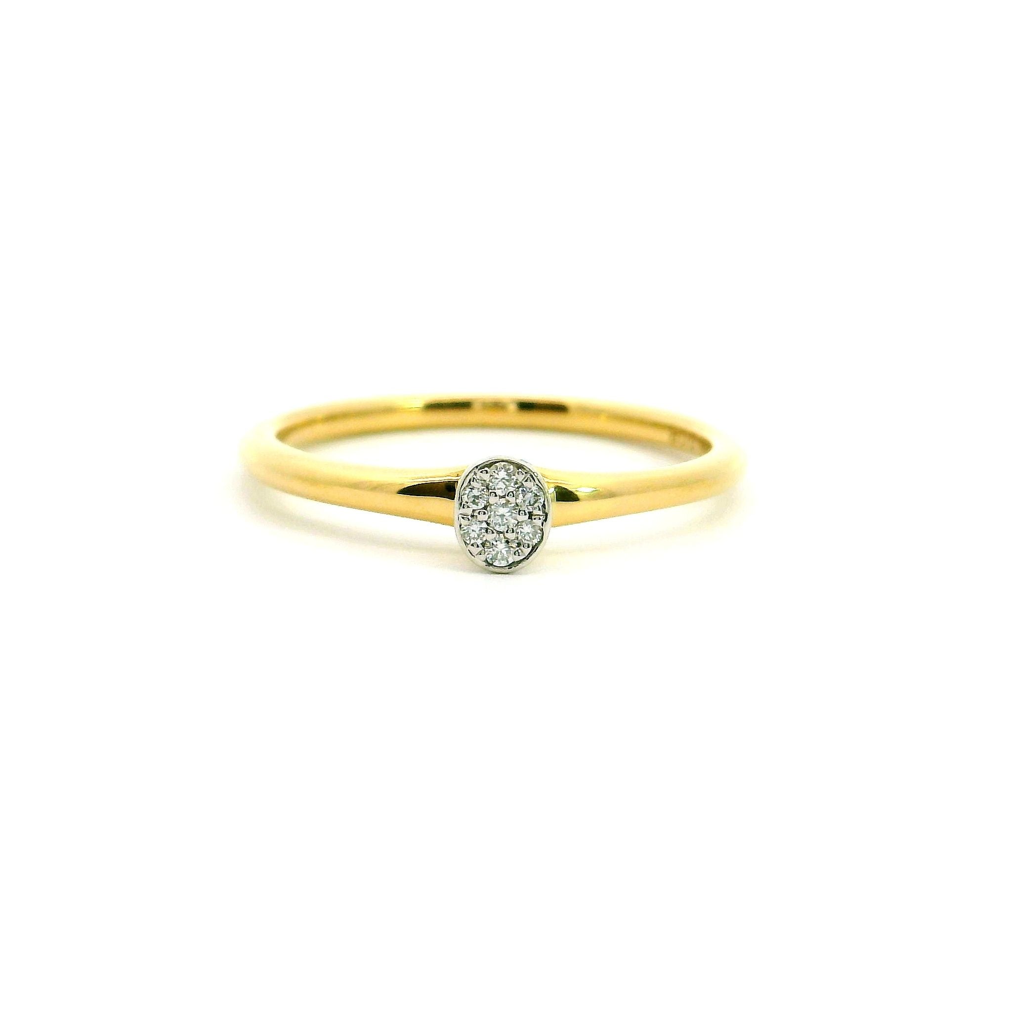 Ring Bicolor aus 750 Gelbgold und Weißgold mit 7 Diamanten 0,04 ct